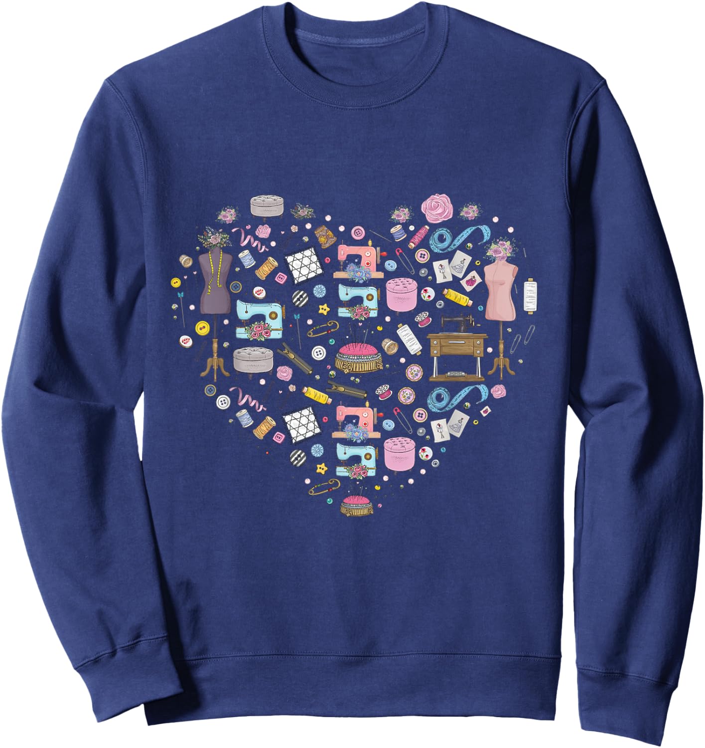 Sewing Quilting Machine Quilters Gift Sewing Lover Heart Sweatshirt - Sweatshirt | Navy