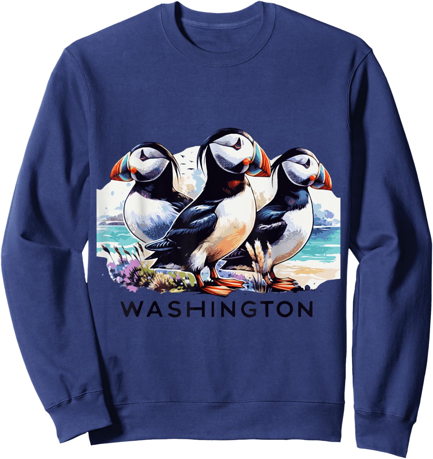 Puffins Tufted Washington State Birds adorable Sweatshirt - Sweatshirt | Navy