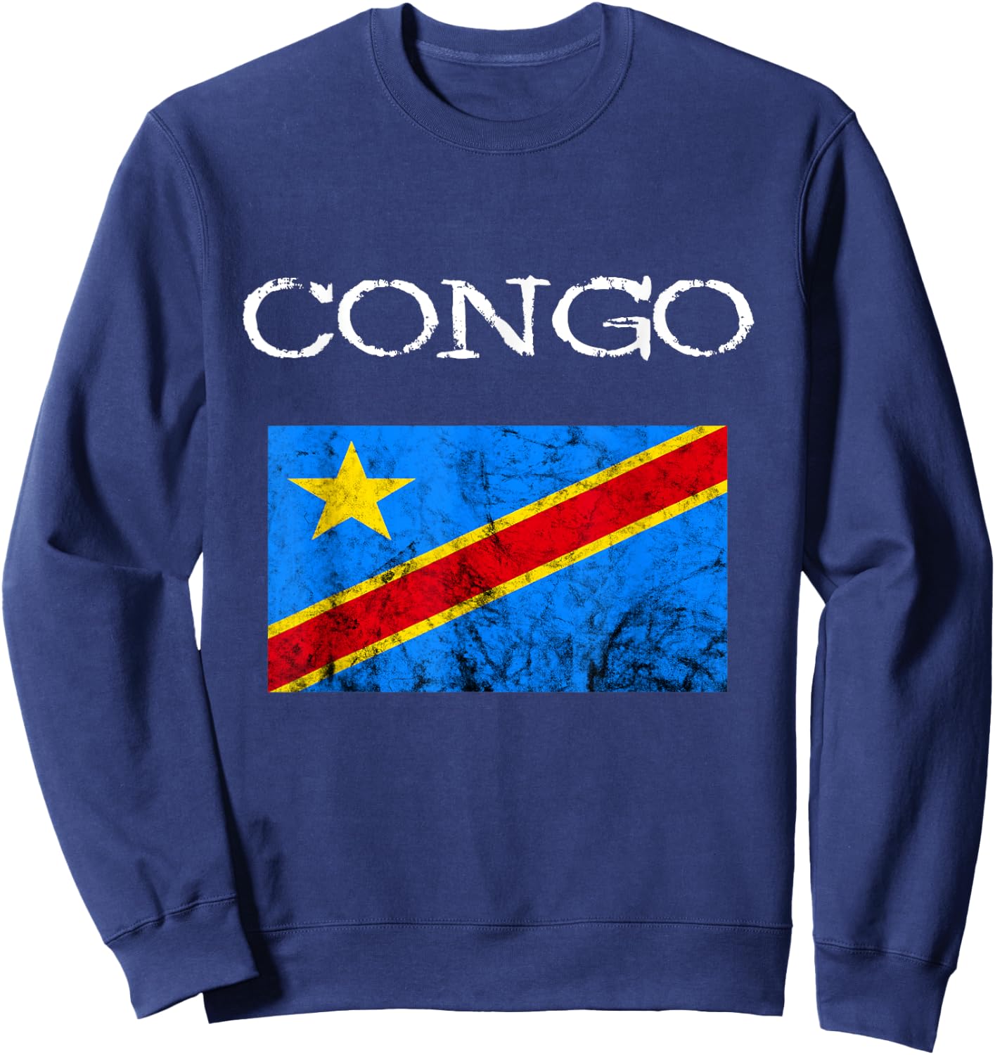Coole Afrika Kongo Flagge Kongolese Congo Democratic Republic of Congo , Black, Small, -Adults, Short Sleeve, , Casual, Flag Sweatshirt - Sweatshirt | Navy