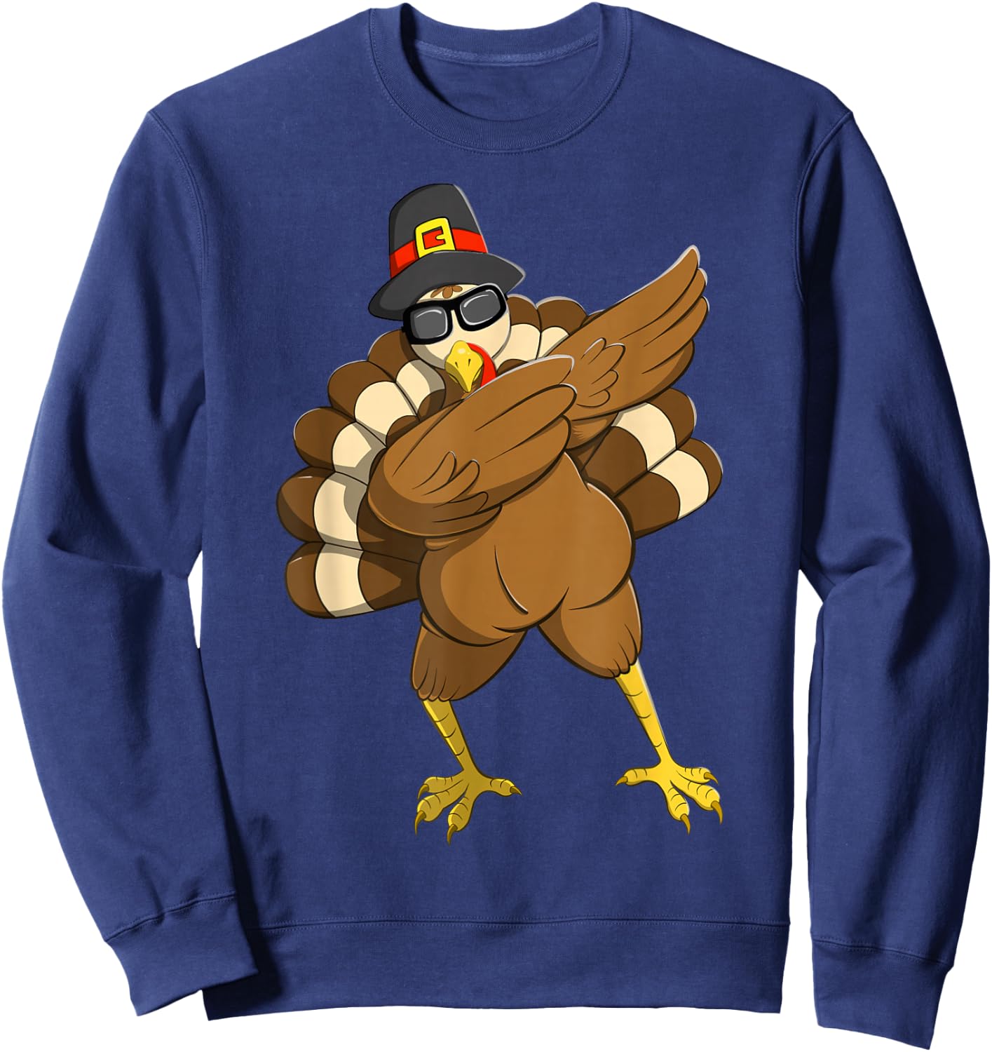 Dabbing Turkey Dabbing Thanksgiving Turkey Thanksgiving Day Sweatshirt - Sweatshirt | Navy