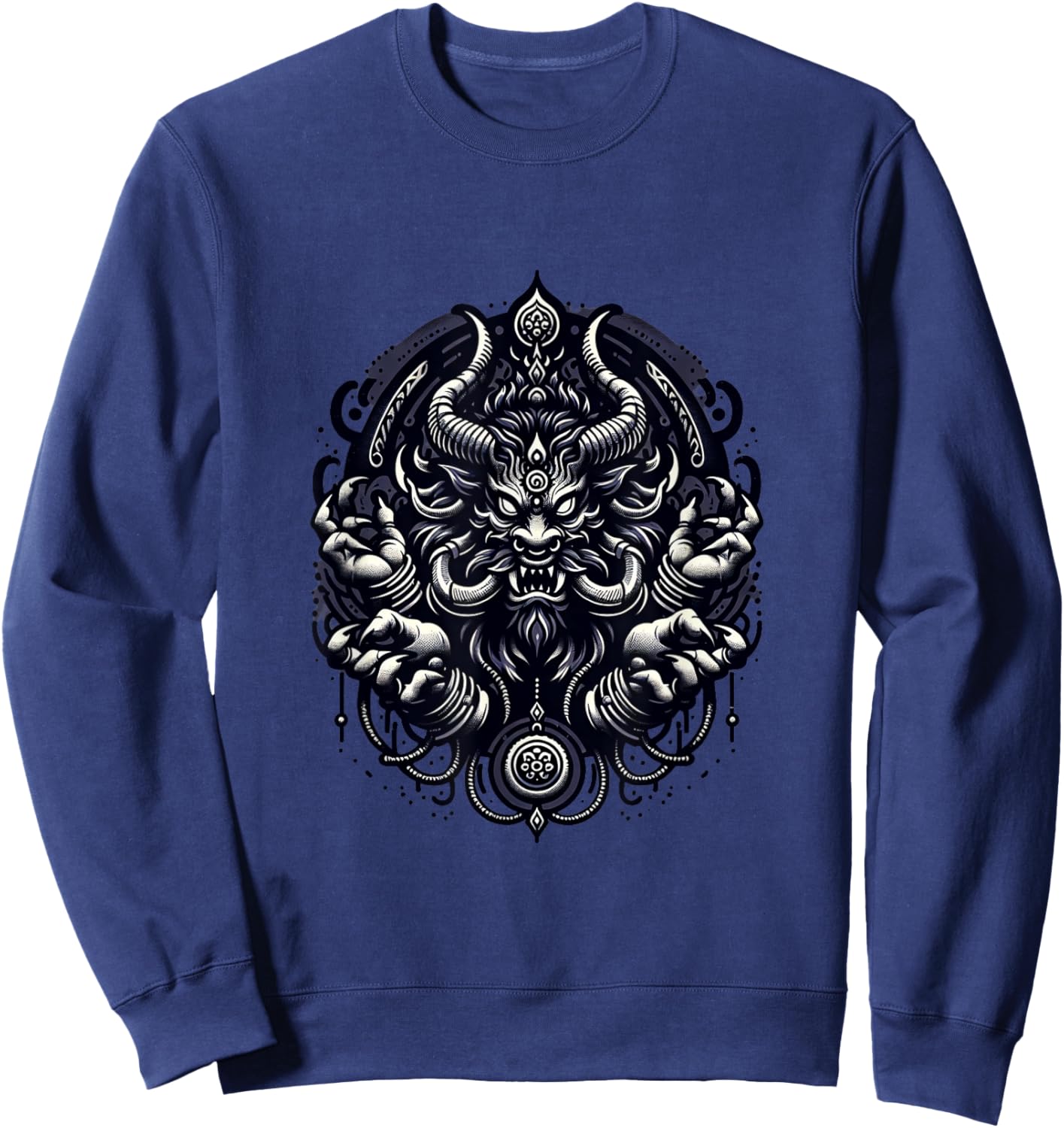 Dark Spirit Rakshasa Hindu Demon Horror Thriller Graphic Sweatshirt - Sweatshirt | Navy