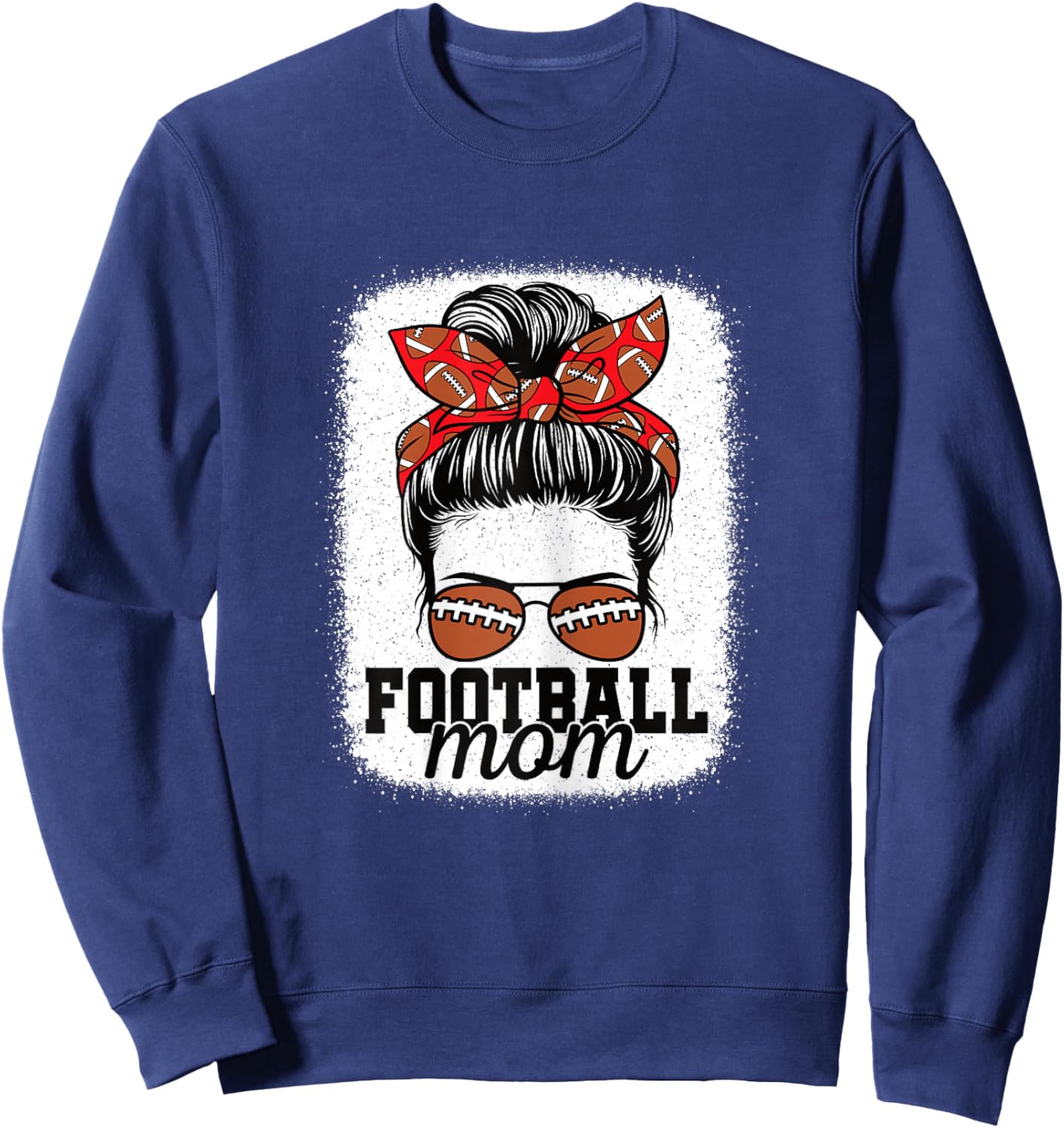 Cute Football Mom Messy Bun American Football Player Women Sweatshirt - Sweatshirt | Navy