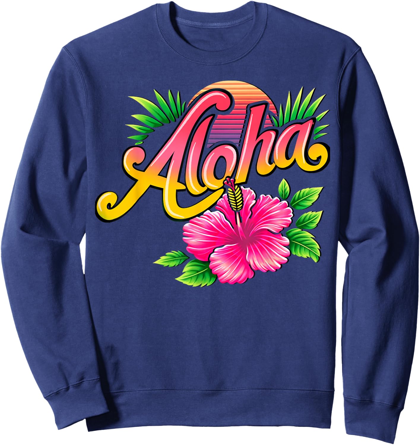 Aloha Hibiscus Flower - Hawaiian Flower Essence Sweatshirt - Sweatshirt | Navy
