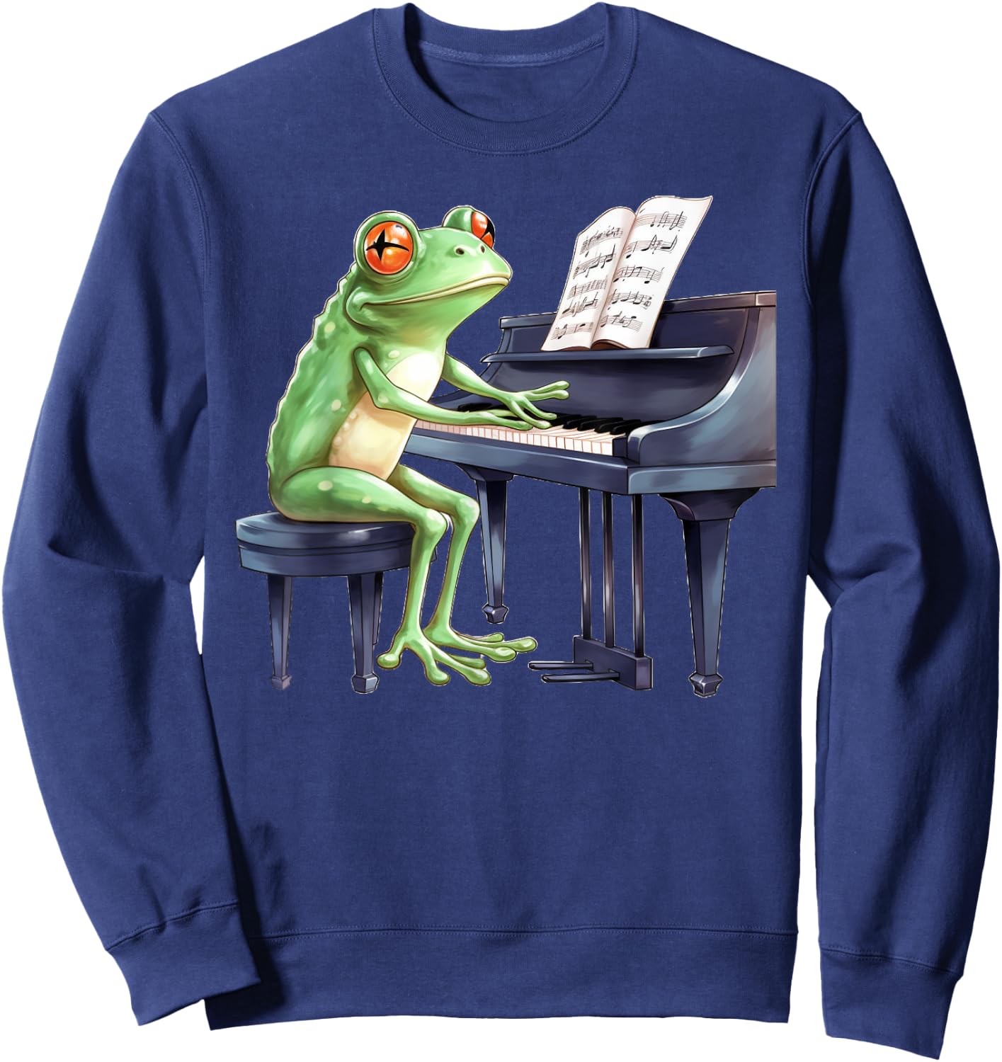 Cute Frog Playing Piano Musician Music Sweatshirt - Sweatshirt | Navy
