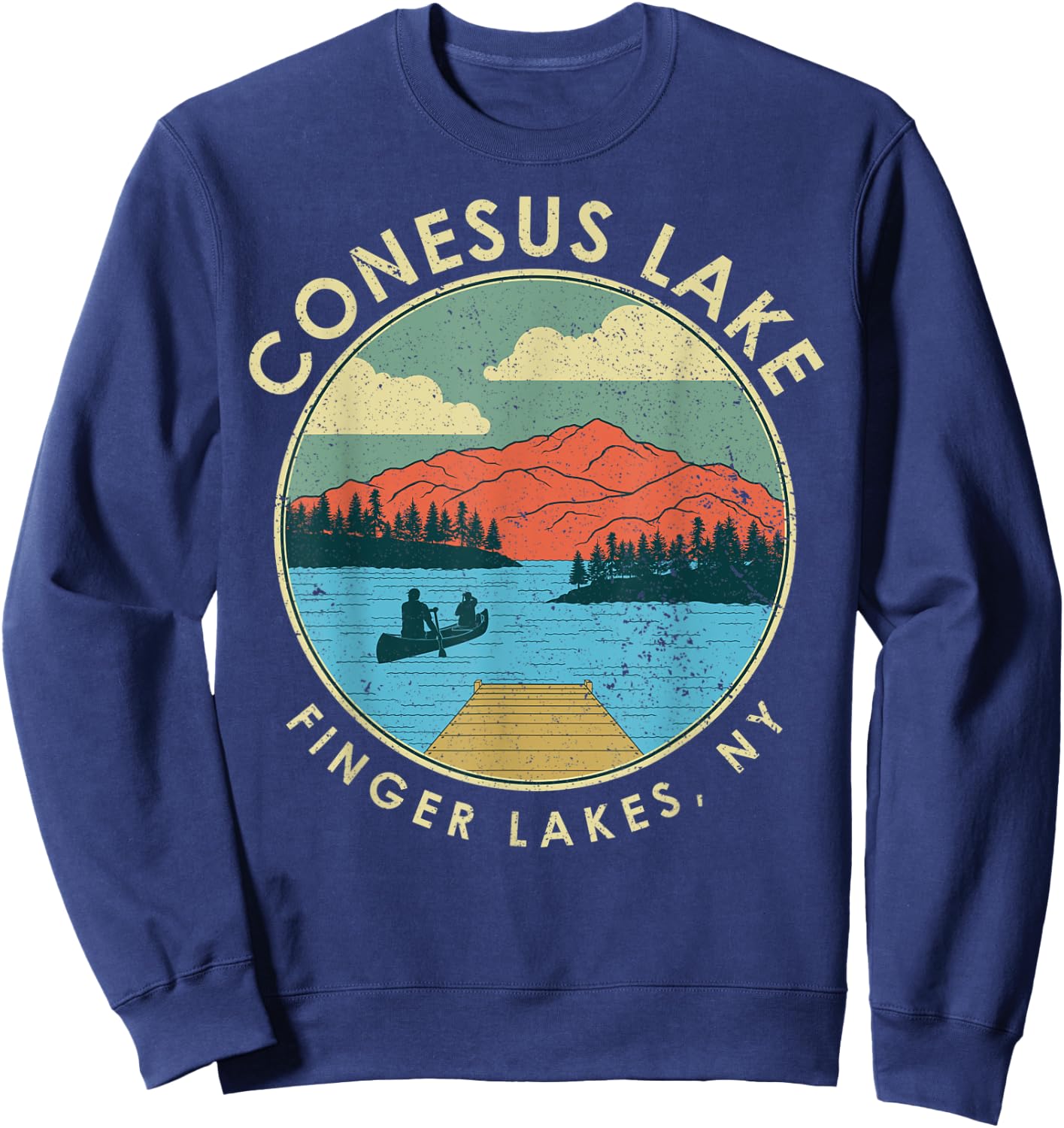 Finger Lakes NY New York Conesus Lake Sweatshirt - Sweatshirt | Navy