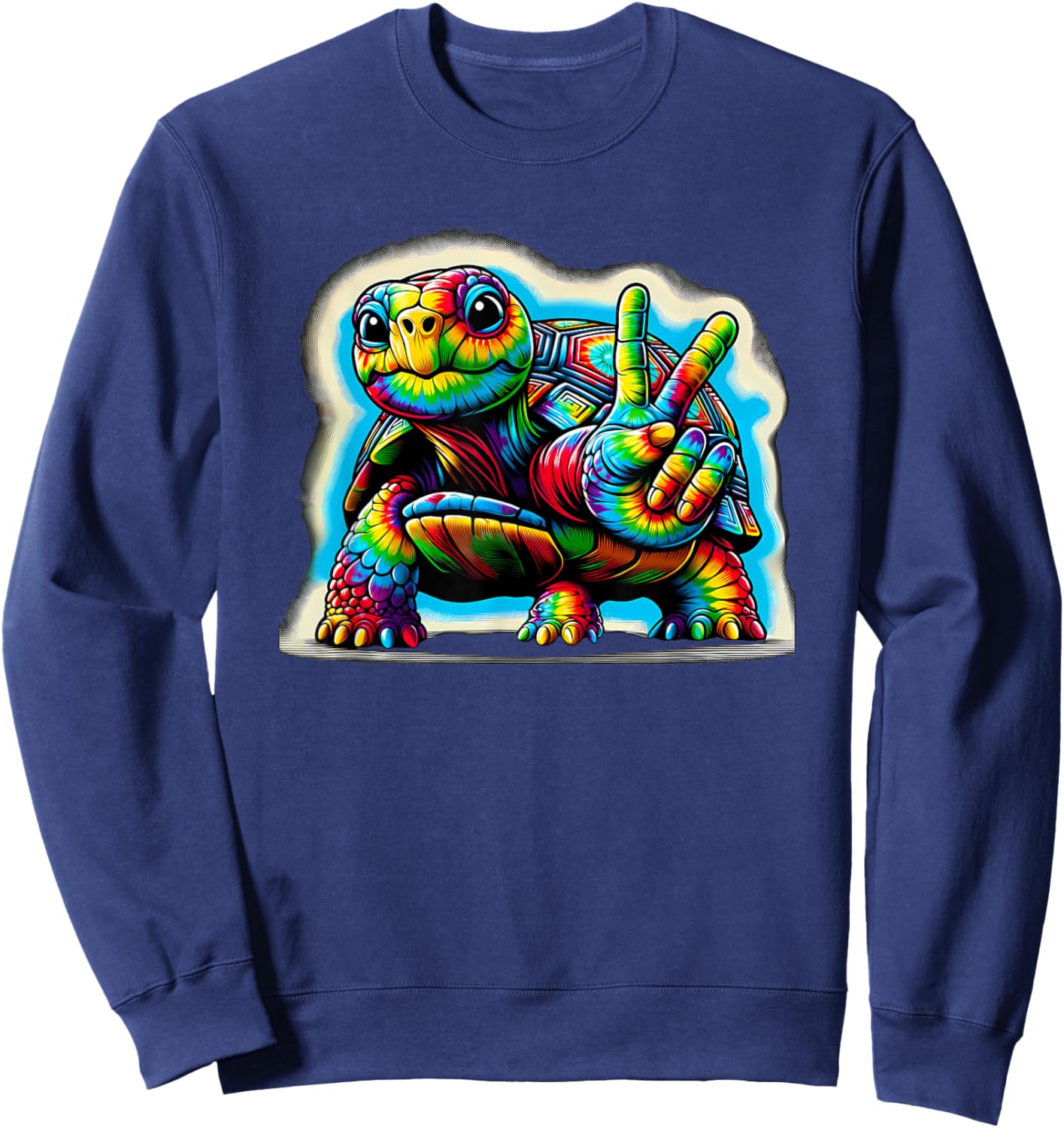 Peace Sign Tie Dye Tortoise Sweatshirt - Sweatshirt | Navy