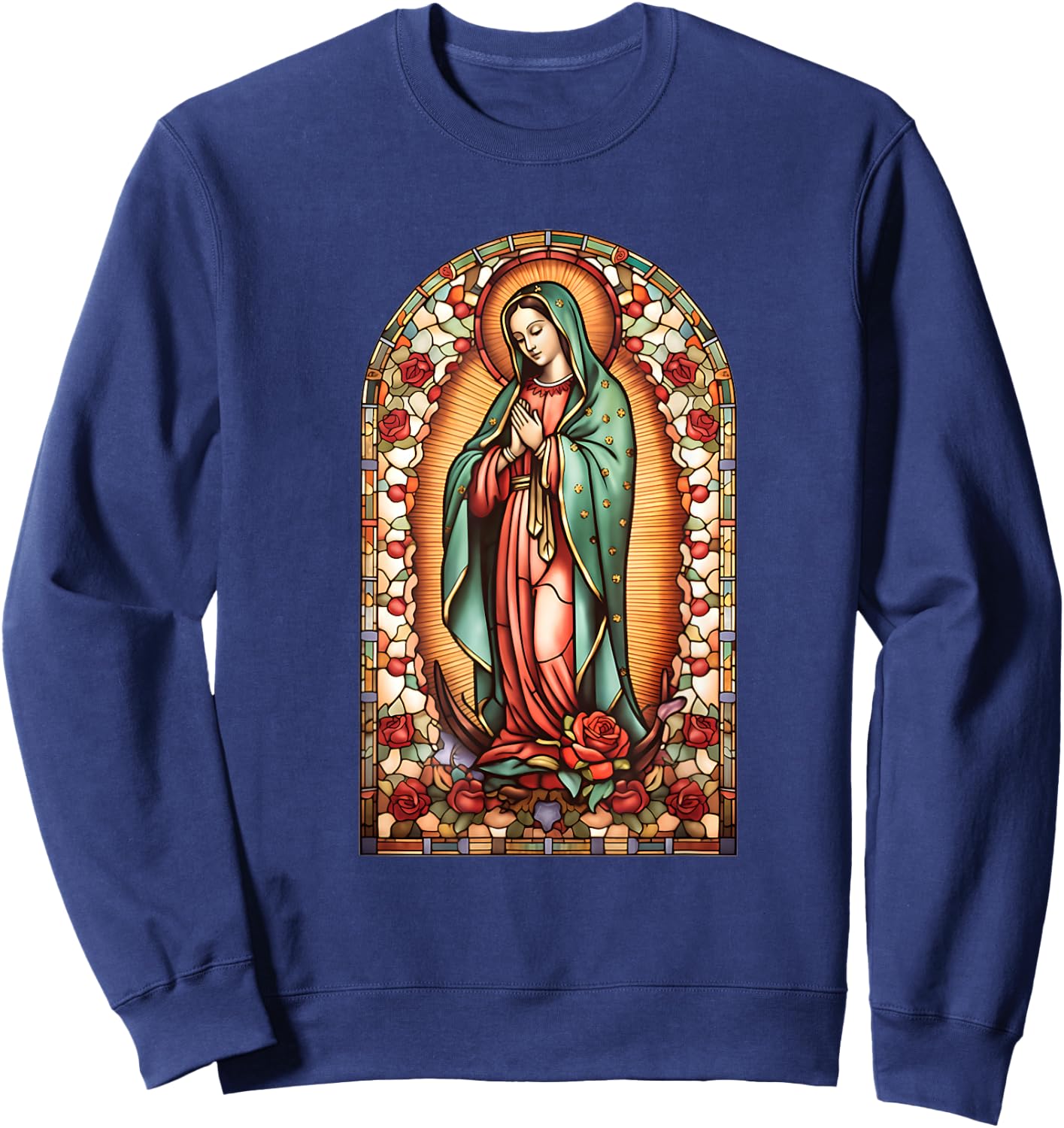Catholic Saint Lady Of Guadalupe Graphic Women Virgin Mary Sweatshirt - Sweatshirt | Navy