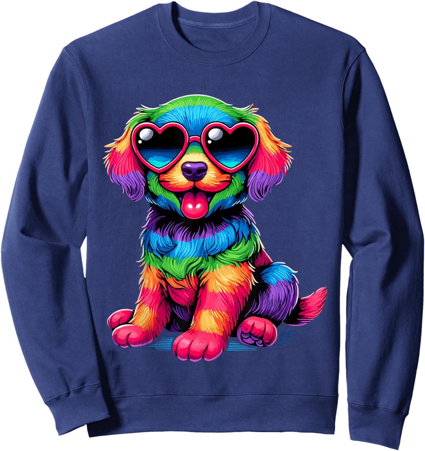 Dog Wearing Glasses Heart Puppy Love Dog Sweatshirt - Sweatshirt | Navy