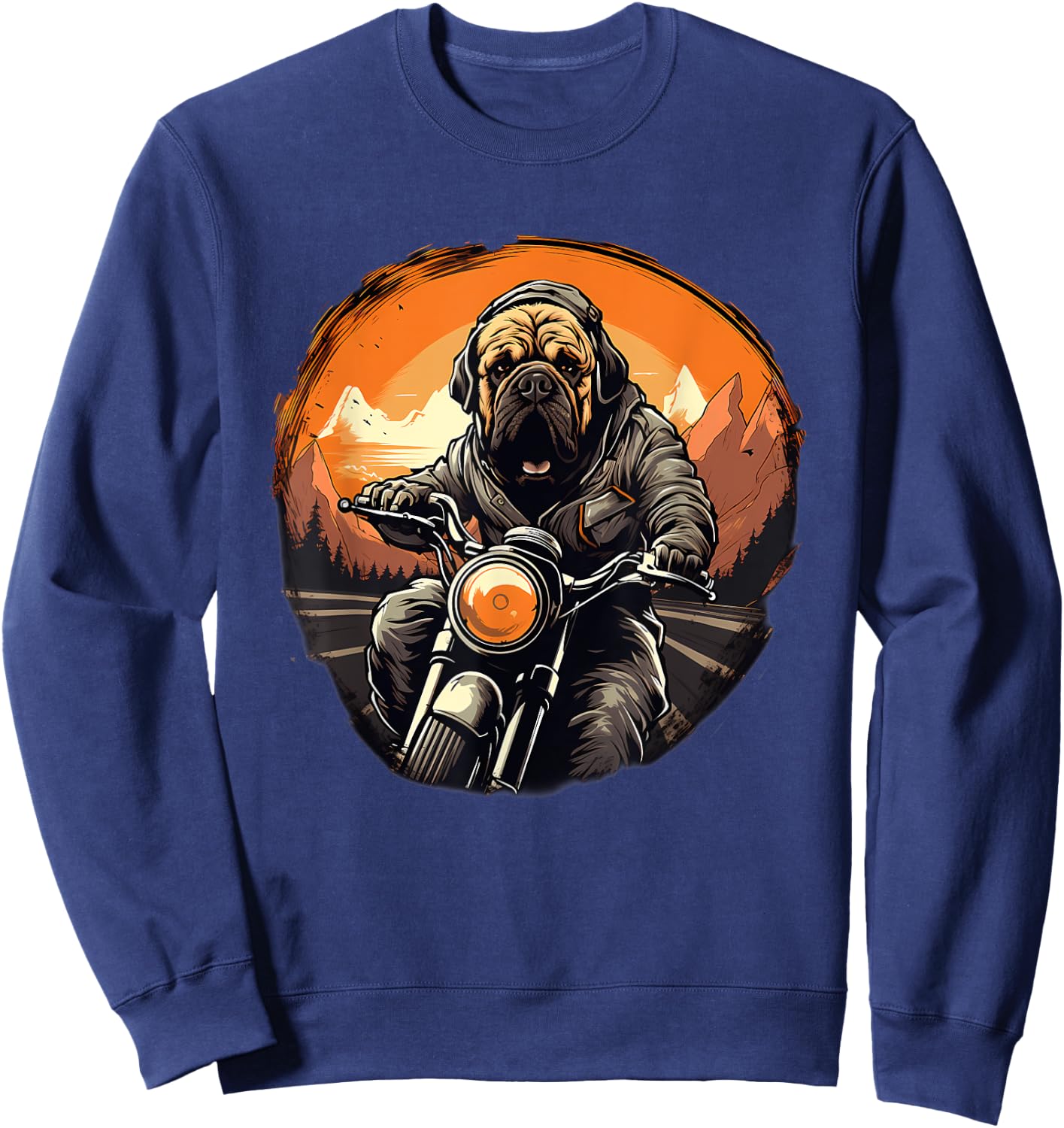 Biker English Mastiff Dog Riding Motorcycle Sweatshirt - Sweatshirt | Navy
