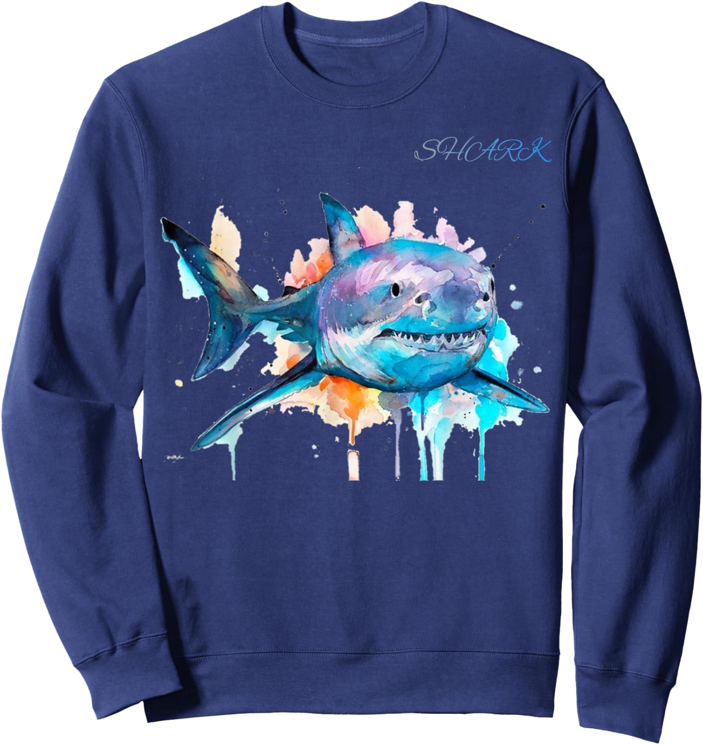 Types of Shark Megalodon Great White Nurse Shark Sweatshirt - Sweatshirt | Navy