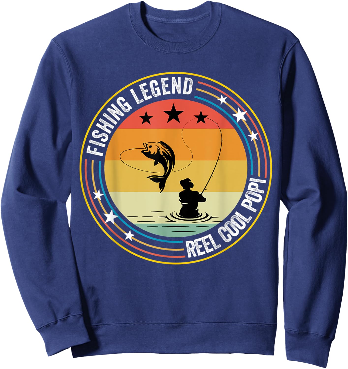 Retro Vintage Reel Cool Popi Fishing Legend Gift Sweatshirt - Sweatshirt | Navy