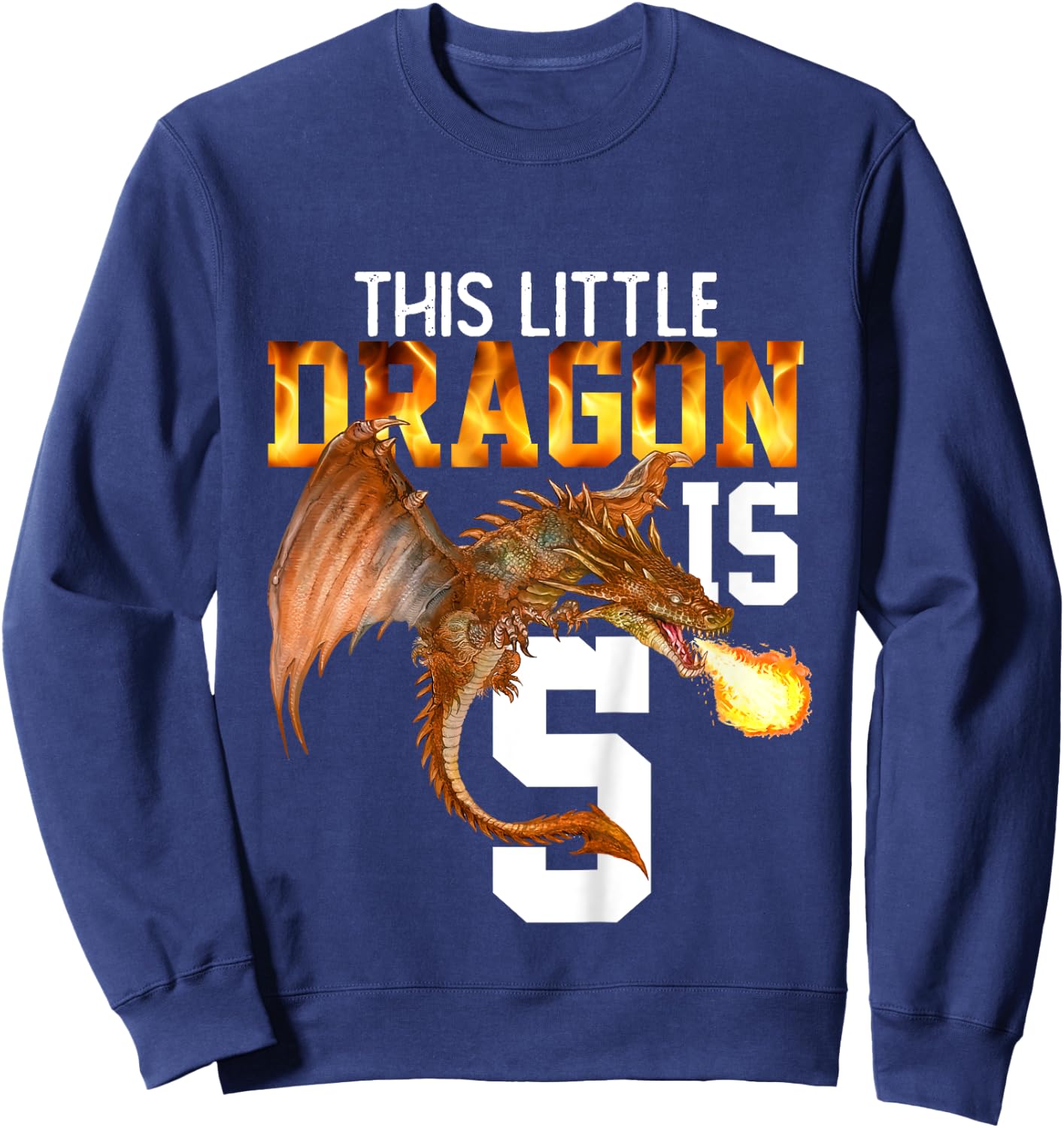 Turning 5 Year Old Birthday Gift Boy Dragon 5th Bday Girl Sweatshirt - Sweatshirt | Navy