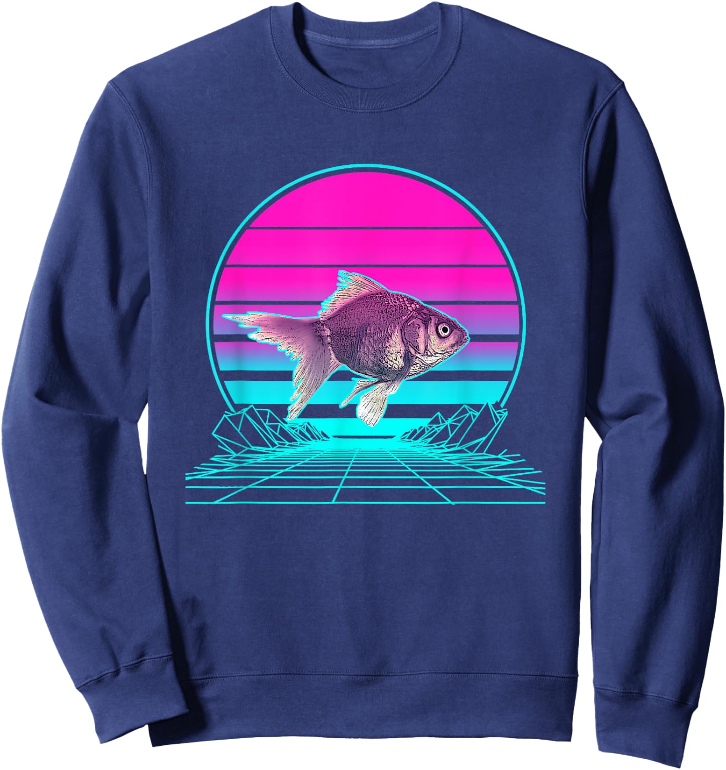 Vintage Retro Sunset Goldfish Sweatshirt - Sweatshirt | Navy