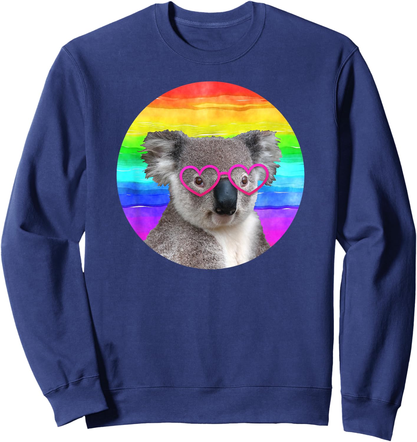 Koala Bear Rainbow Pink Heart Glasses Funny Cute Animal Sweatshirt - Sweatshirt | Navy