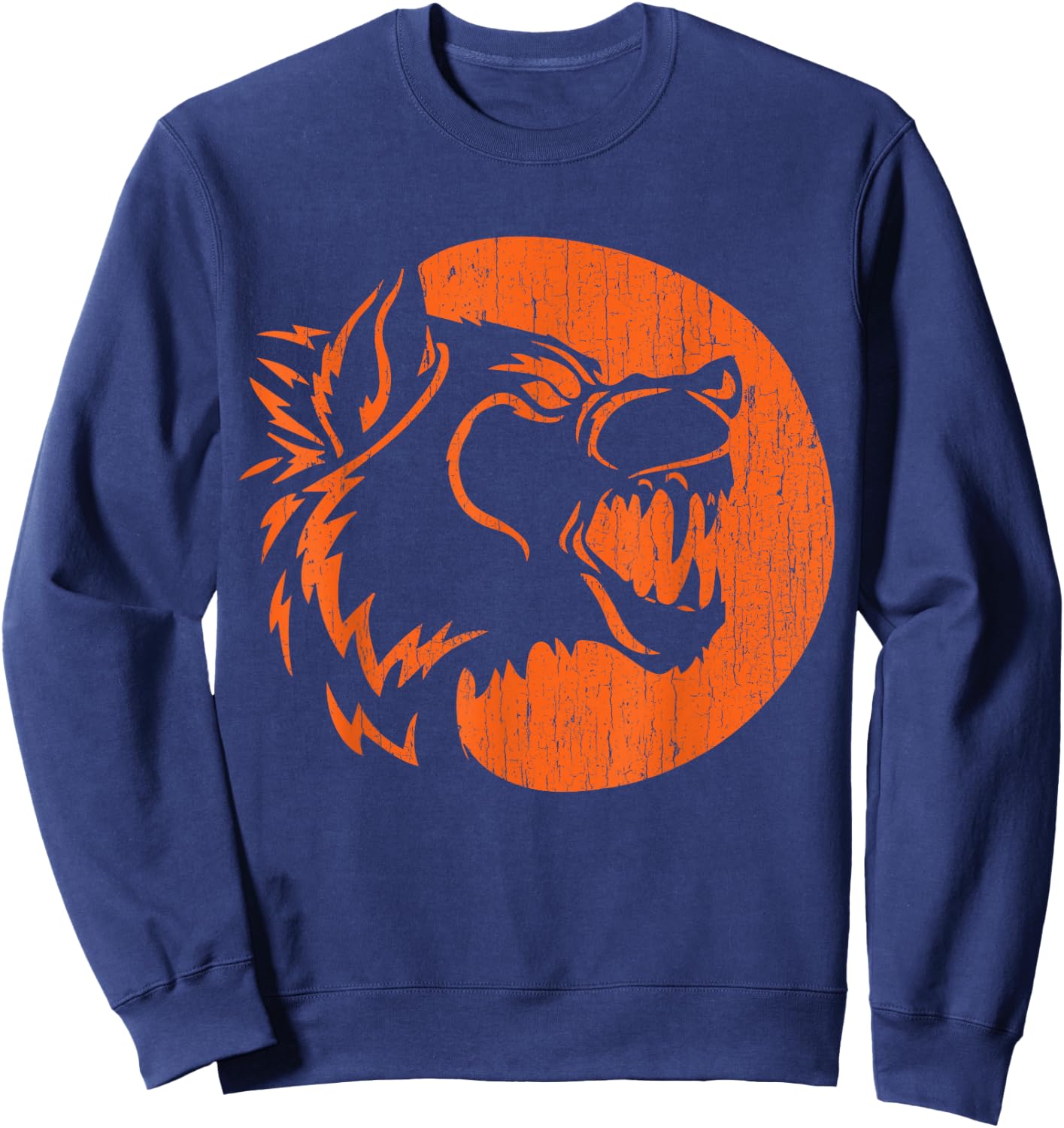 Halloween Howling Werewolf Fangs Pumpkin Jack-O-Lantern Sweatshirt - Sweatshirt | Navy