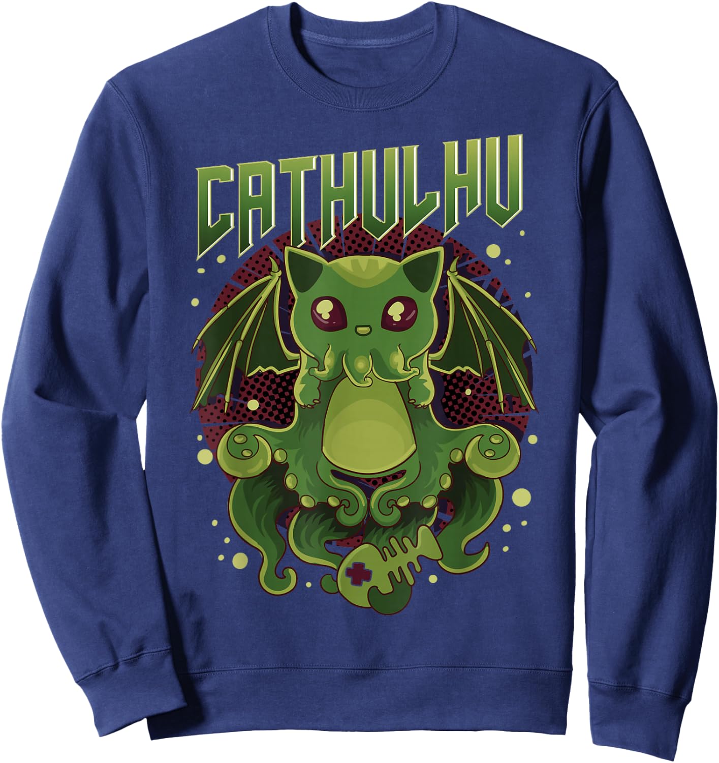 Cute & Funny Cathulhu Kawaii Cat Cthulhu Sweatshirt - Sweatshirt | Navy