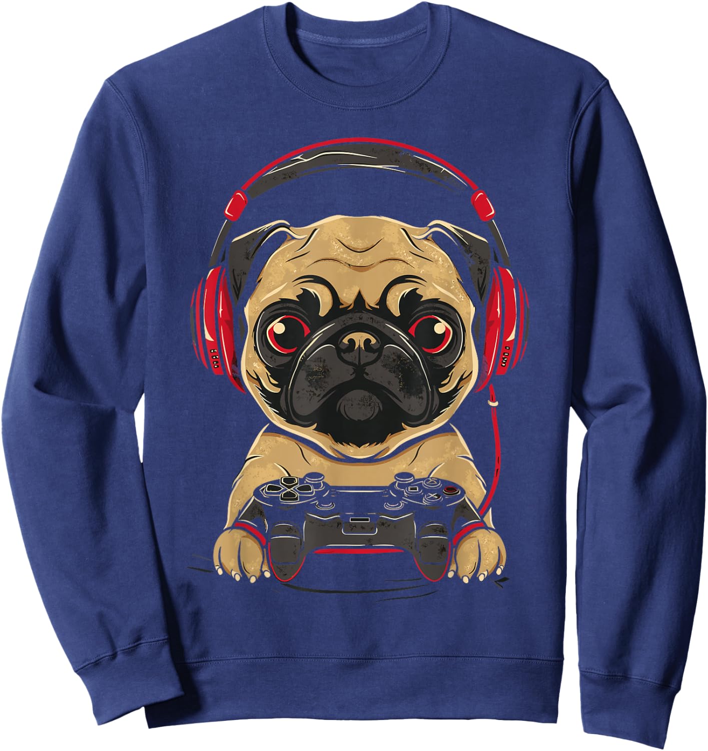 Gamer Pug Gaming Pugs Video Game Dog Lover For Boys Girls Sweatshirt - Sweatshirt | Navy