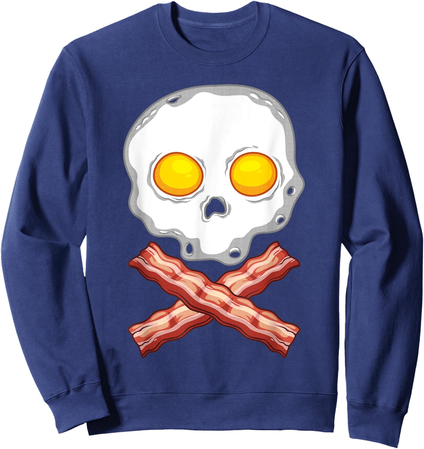 Funny Bacon & Eggs Skull Gift Men Women Kid Crossbones Lover Sweatshirt - Sweatshirt | Navy