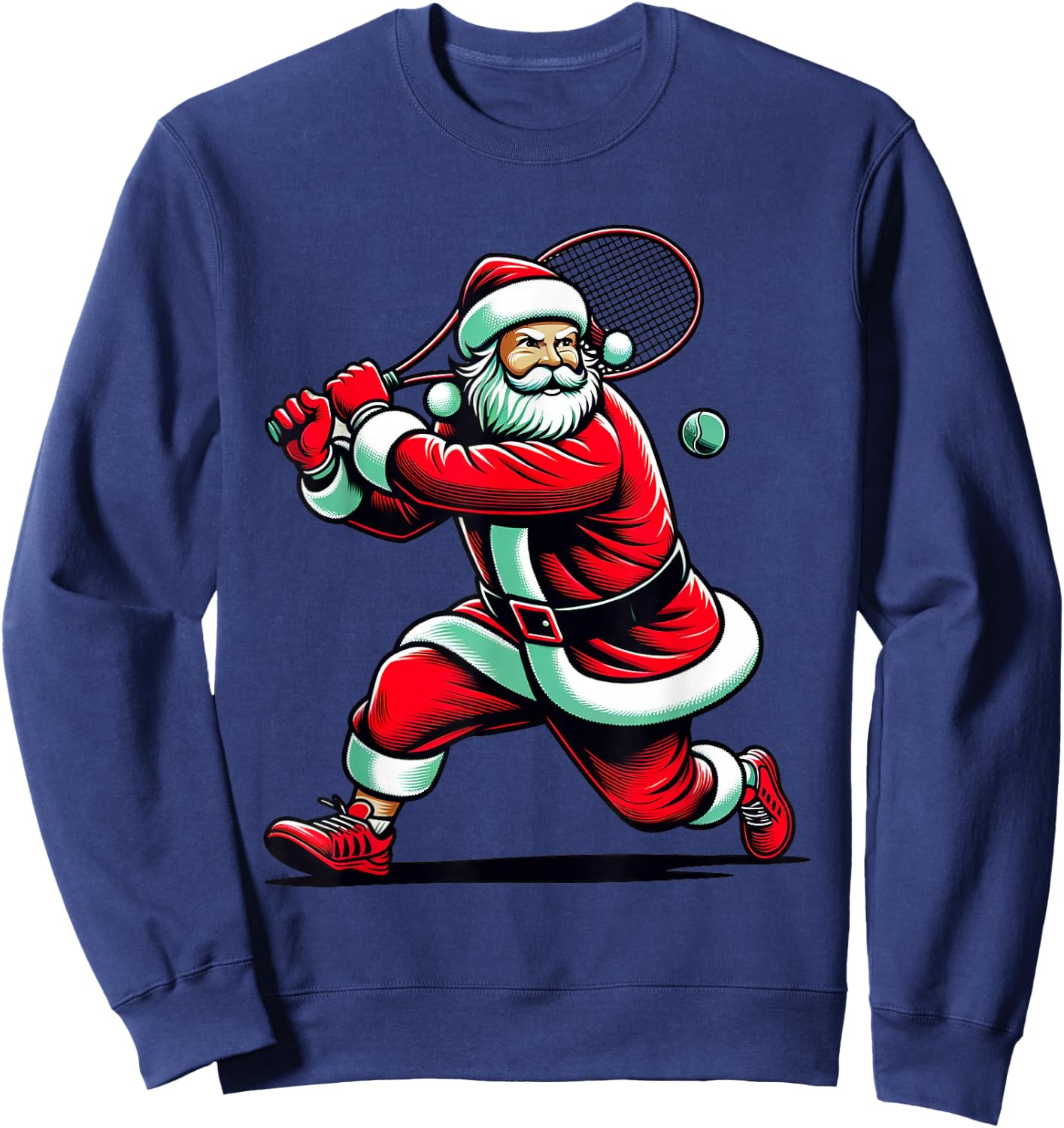 Christmas Sports Santa Playing Tennis Xmas Women Men & Kids Sweatshirt - Sweatshirt | Navy
