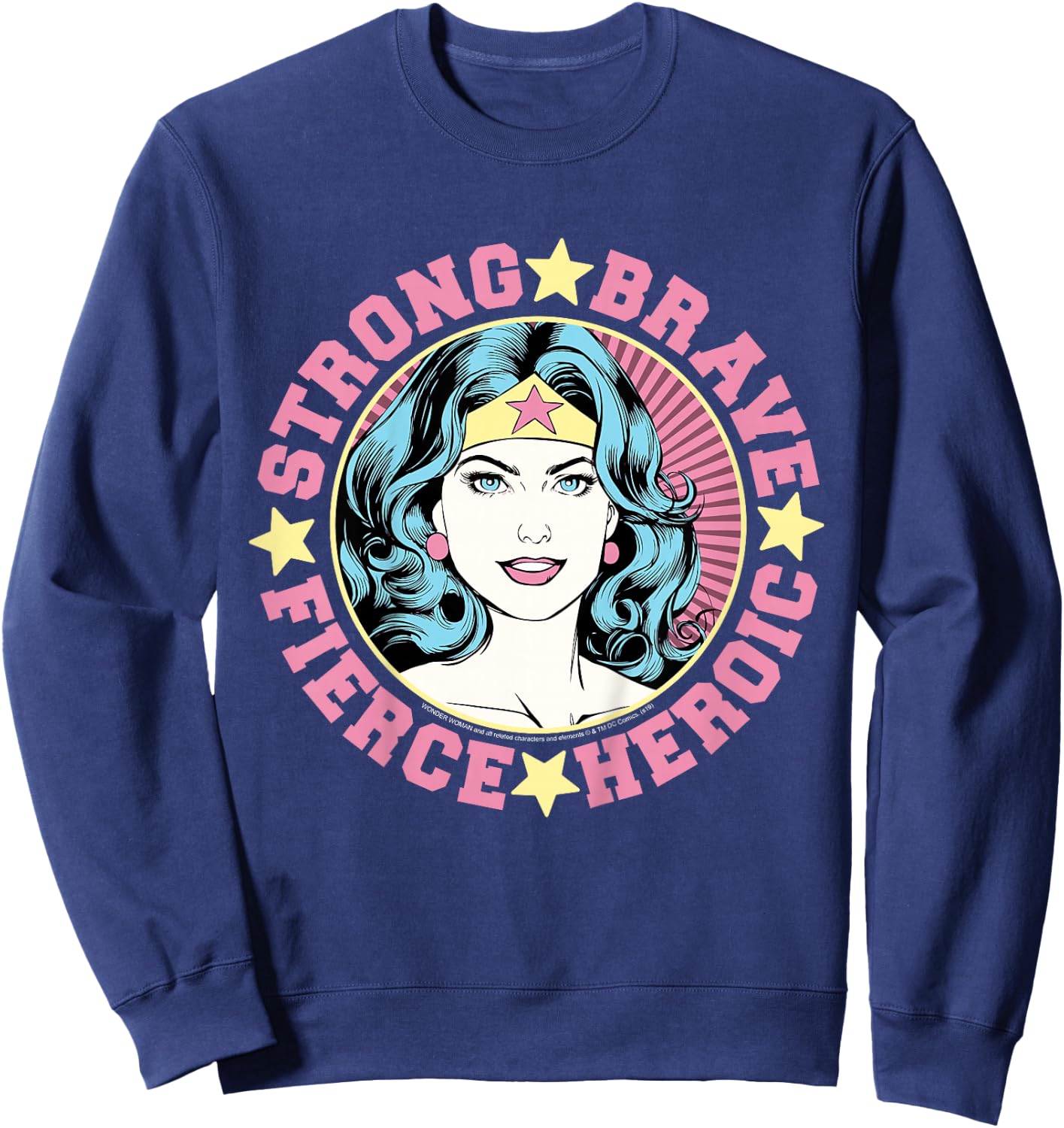 Kids DC Comics Wonder Woman Strong Brave Fierce Heroic Sweatshirt - Sweatshirt | Navy