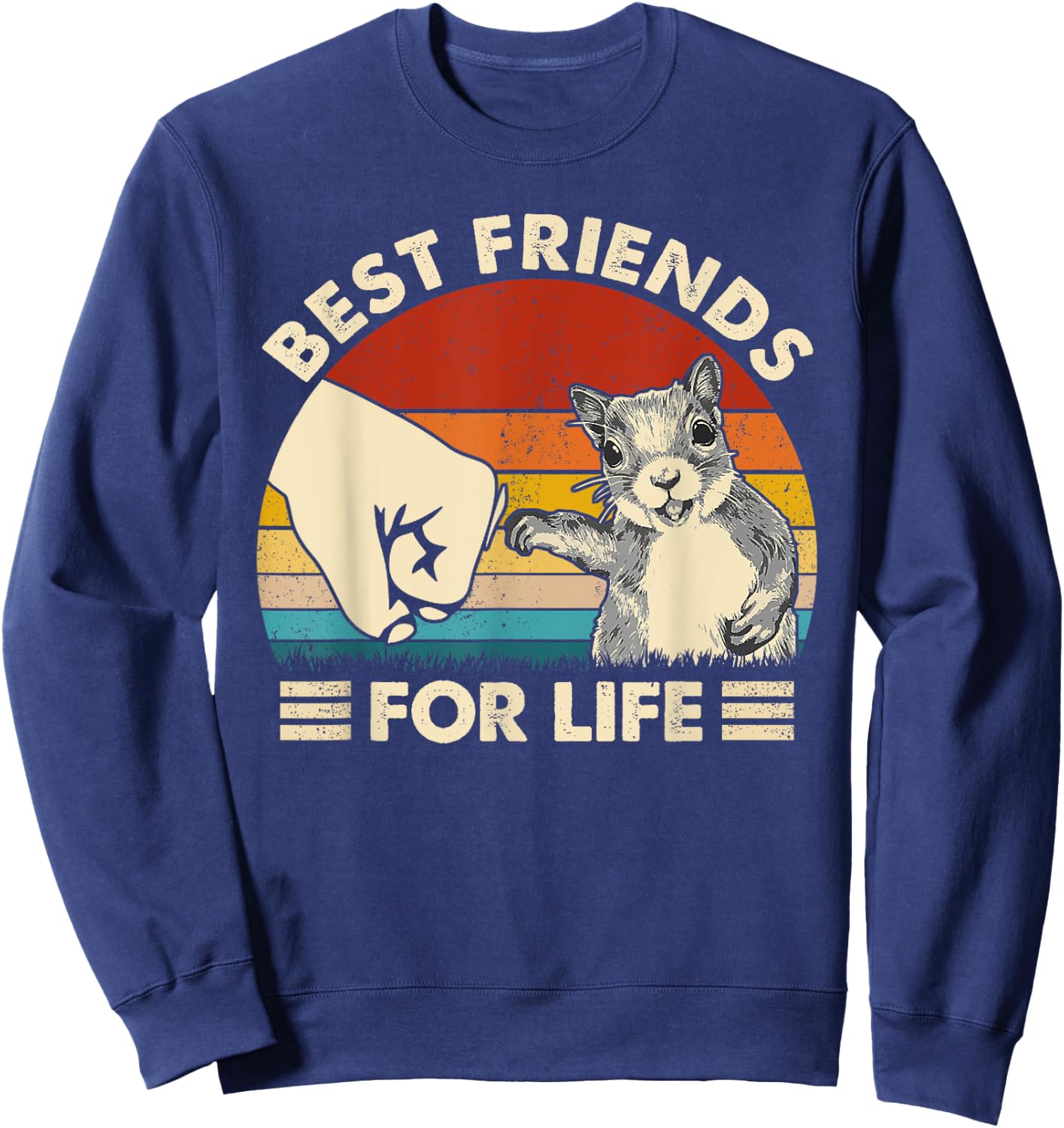 Retro Vintage Squirrel Best Friend For Life Fist Bump Sweatshirt - Sweatshirt | Navy