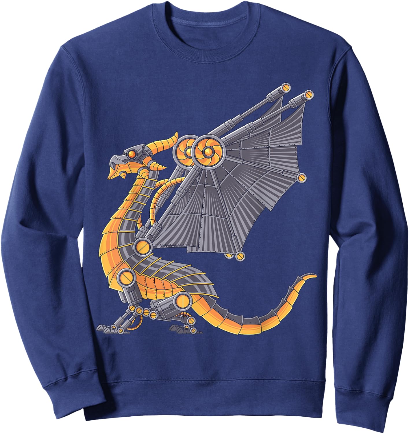 Steampunk Dragon Mechanical Gears Fantasy Industrial Goth Sweatshirt - Sweatshirt | Navy