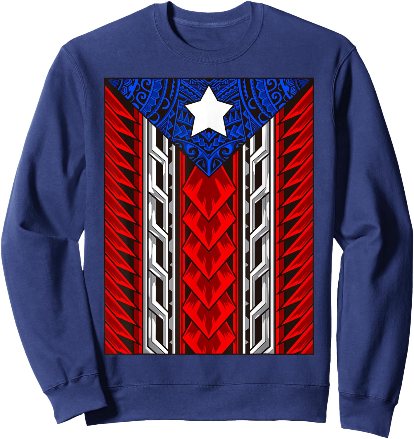 Puerto Rican Tribal Flag - Modern Boricua - Puerto Rico Sweatshirt - Sweatshirt | Navy
