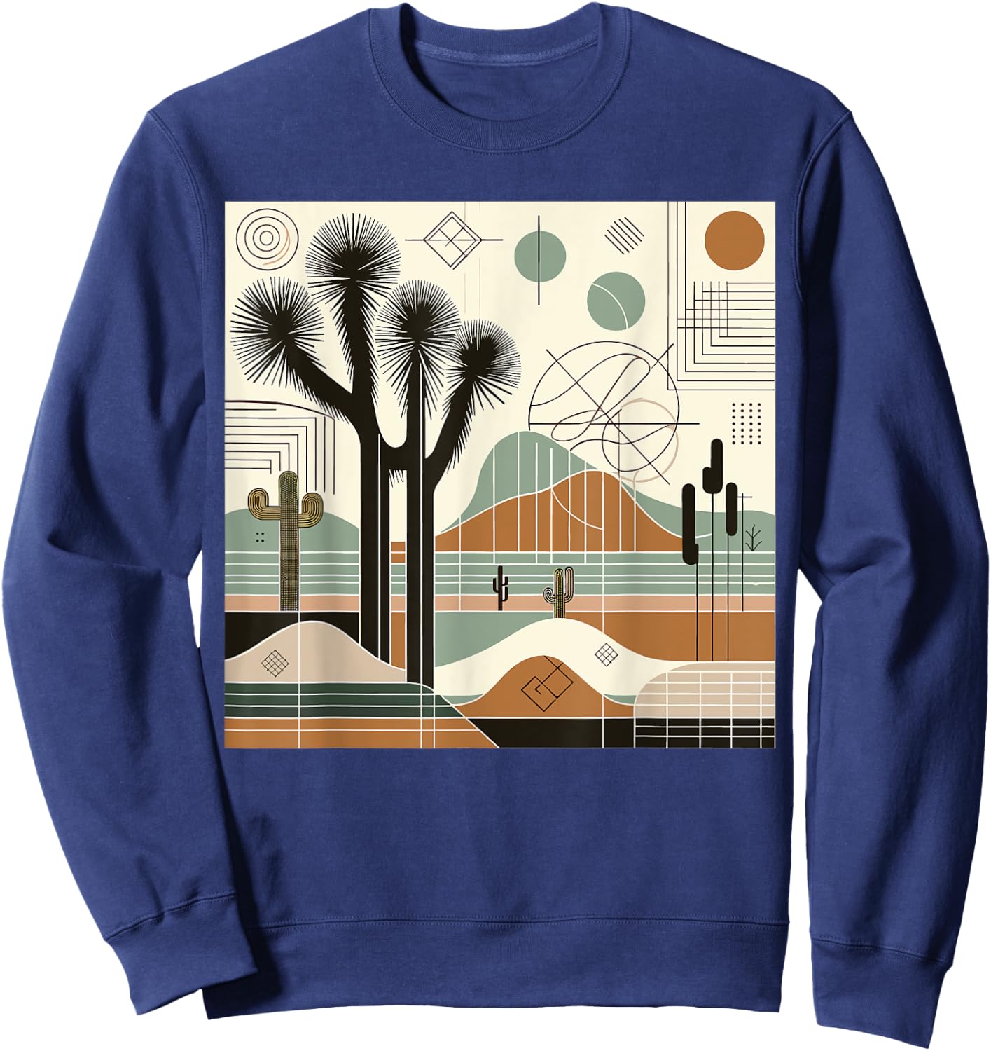 Joshua Tree National Park Line Art Vintage Hiking Camping Sweatshirt - Sweatshirt | Navy