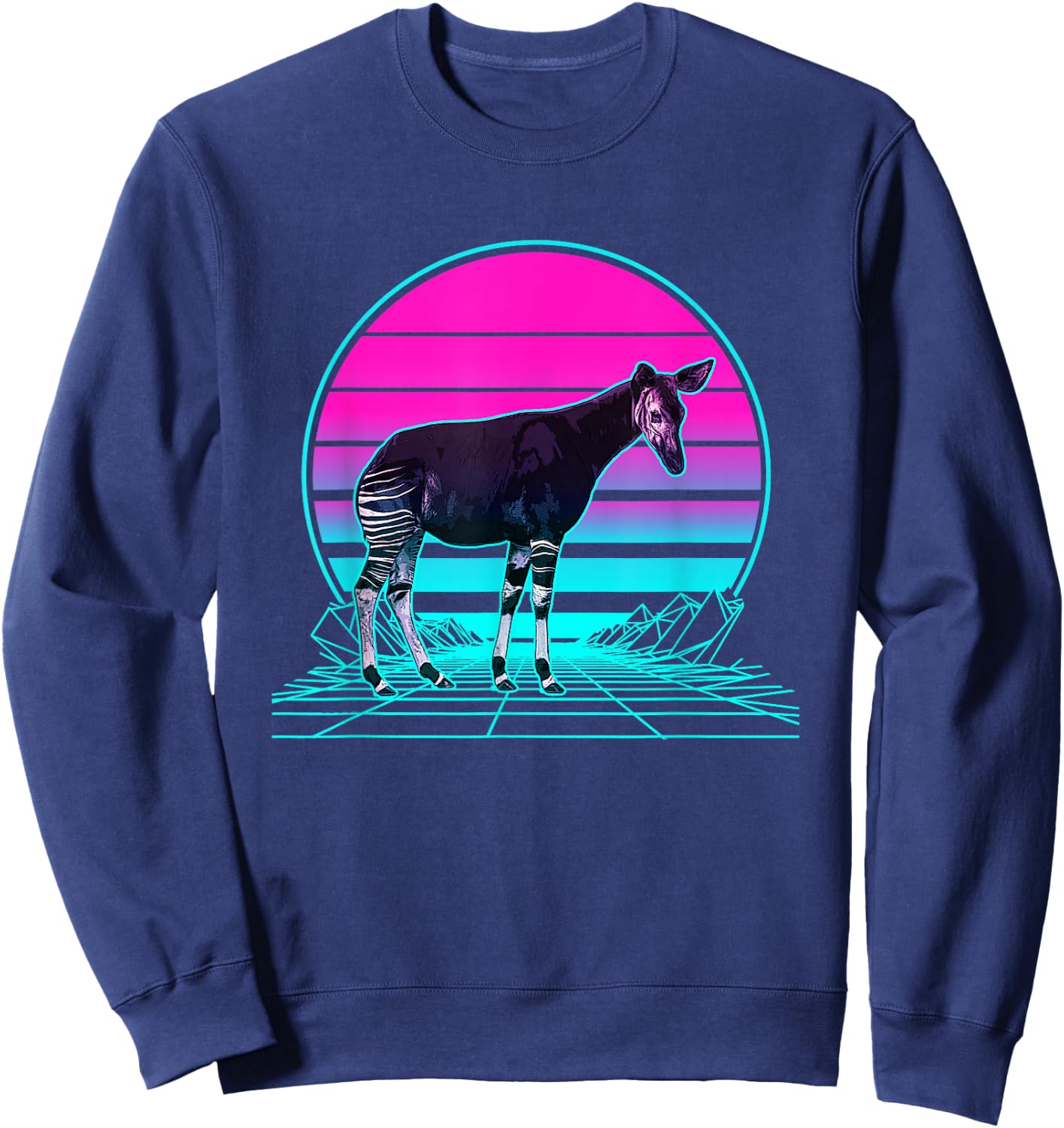 Vintage Retro Sunset Okapi Sweatshirt - Sweatshirt | Navy