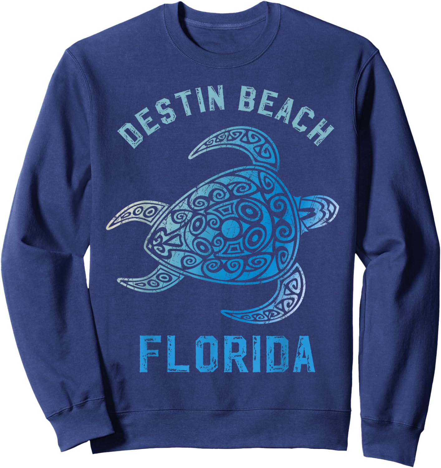 Destin Beach Florida FL Sunshine State Ocean Turle Tribe Sweatshirt - Sweatshirt | Navy