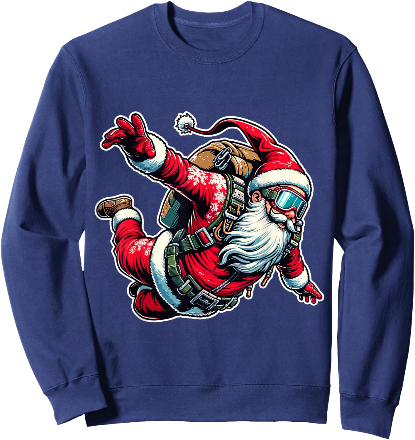Skydiving Parachuting Funny Christmas Santa Free Flying Fall Sweatshirt - Sweatshirt | Navy