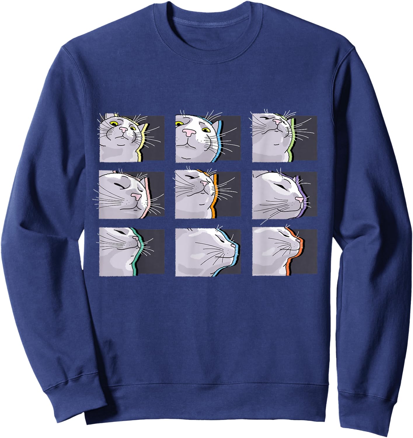 Cat Vibing Meme / CatJAM / Funny Cat Vibing to Music Men Women Kids Sweatshirt - Sweatshirt | Navy