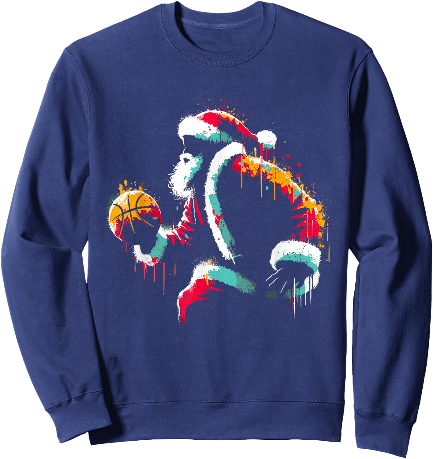 Santa Claus Basketball - Vintage Christmas Costume Lover Sweatshirt - Sweatshirt | Navy