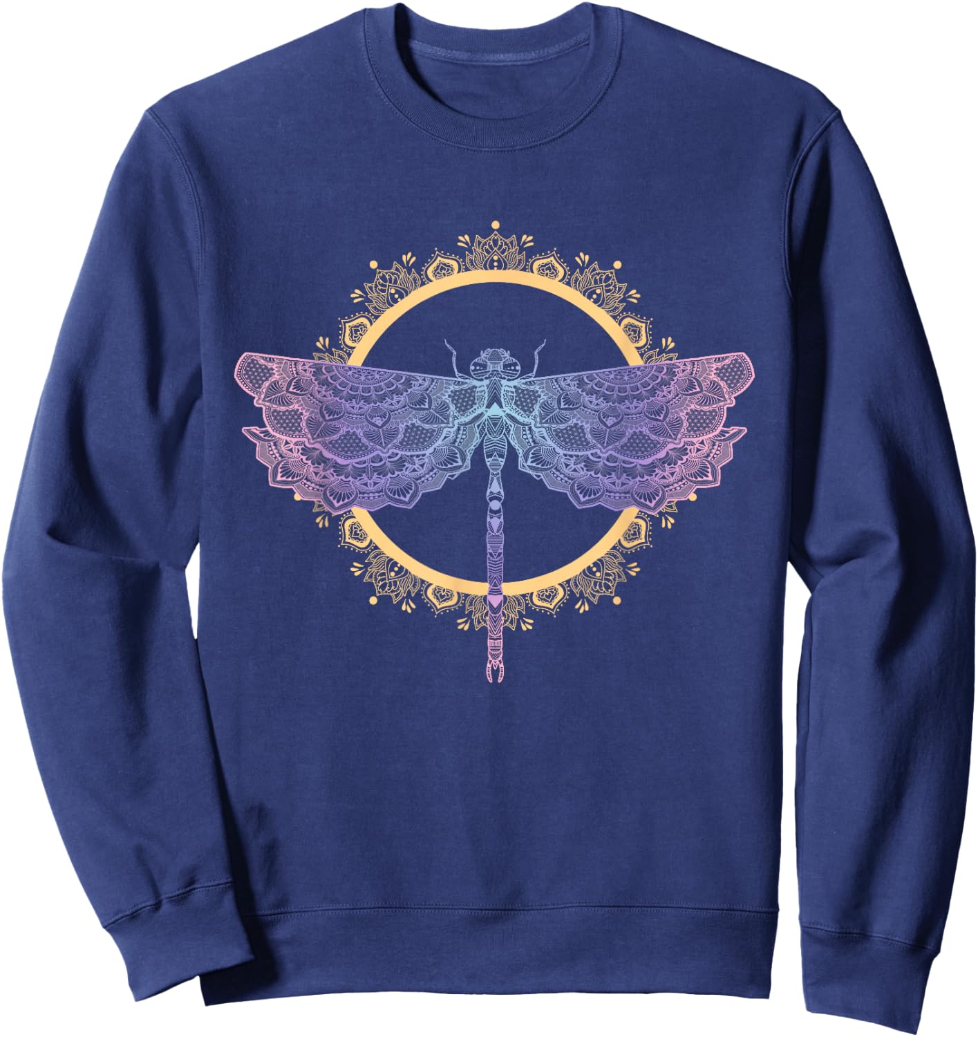Meditation Mandala Dragonfly Esoteric Yoga Design Sweatshirt - Sweatshirt | Navy
