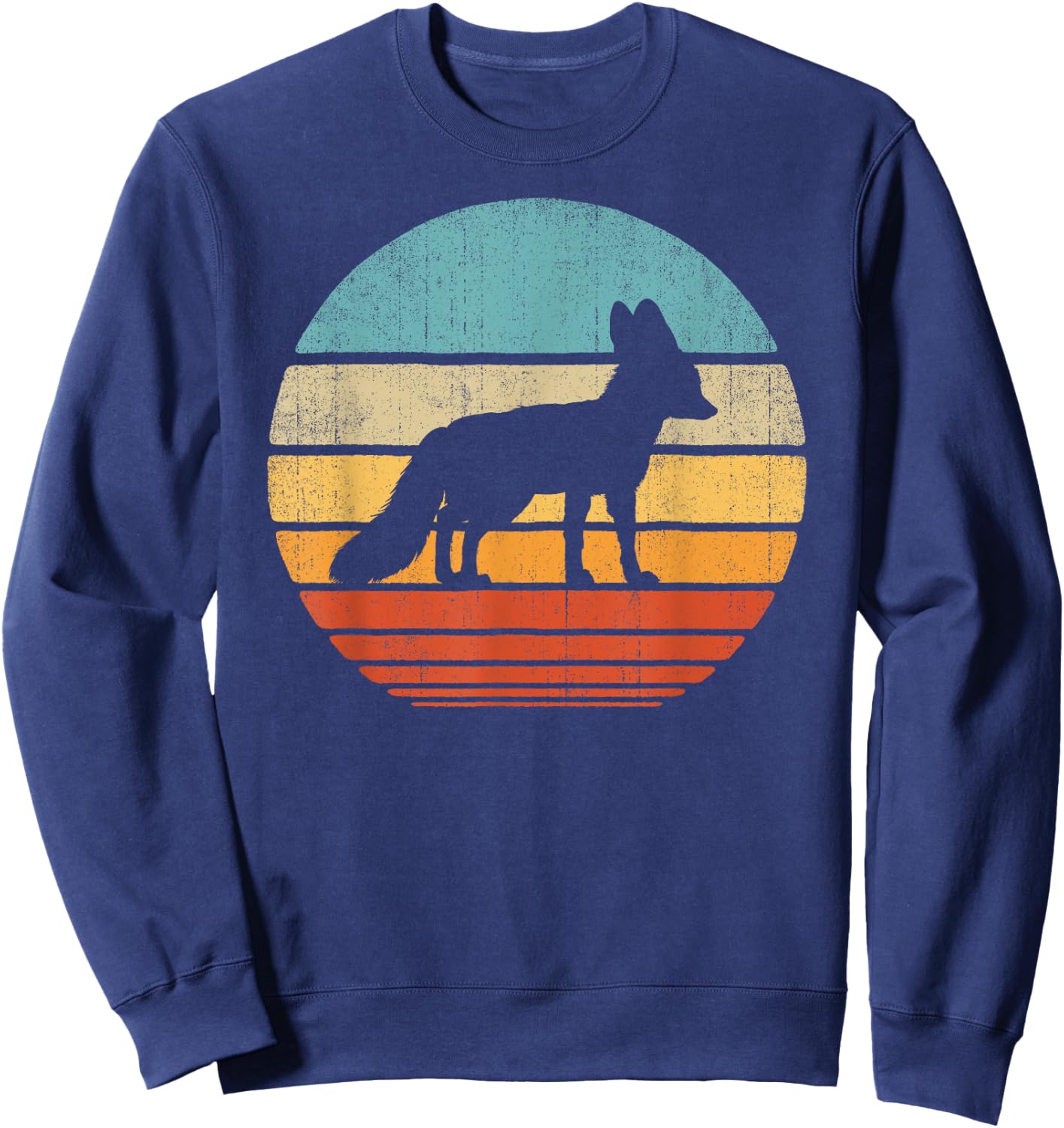 Fennec Fox Retro Vintage 60s 70s Sunset Mammal Animal Lovers Sweatshirt - Sweatshirt | Navy
