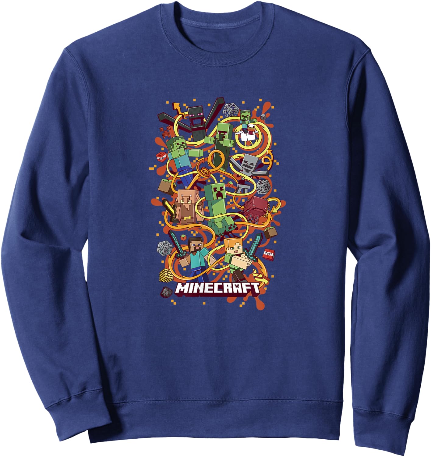 Minecraft Group Shot Funtage Arrow Composition Sweatshirt - Sweatshirt | Navy
