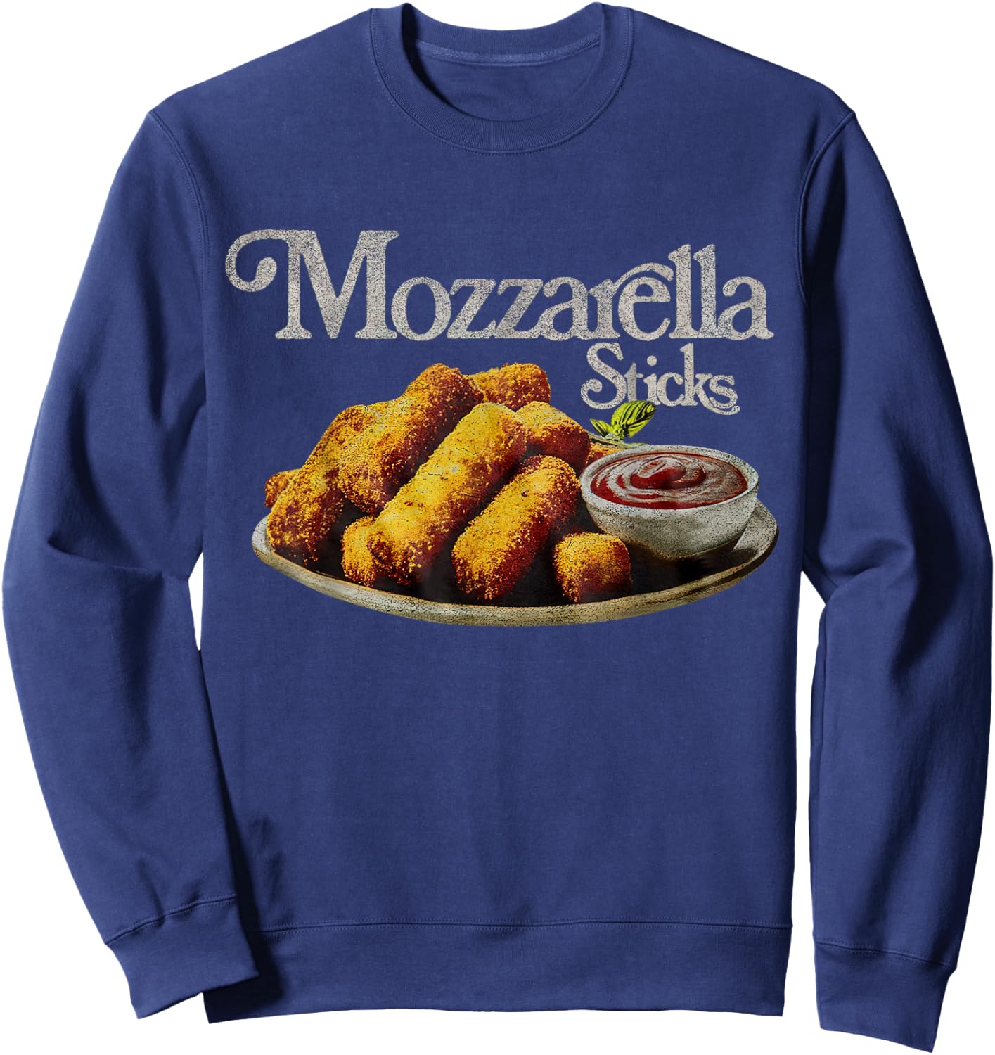 Mozzarella Sticks 90's Shirt, Mozzarella Stick Lover Bread Sweatshirt - Sweatshirt | Navy