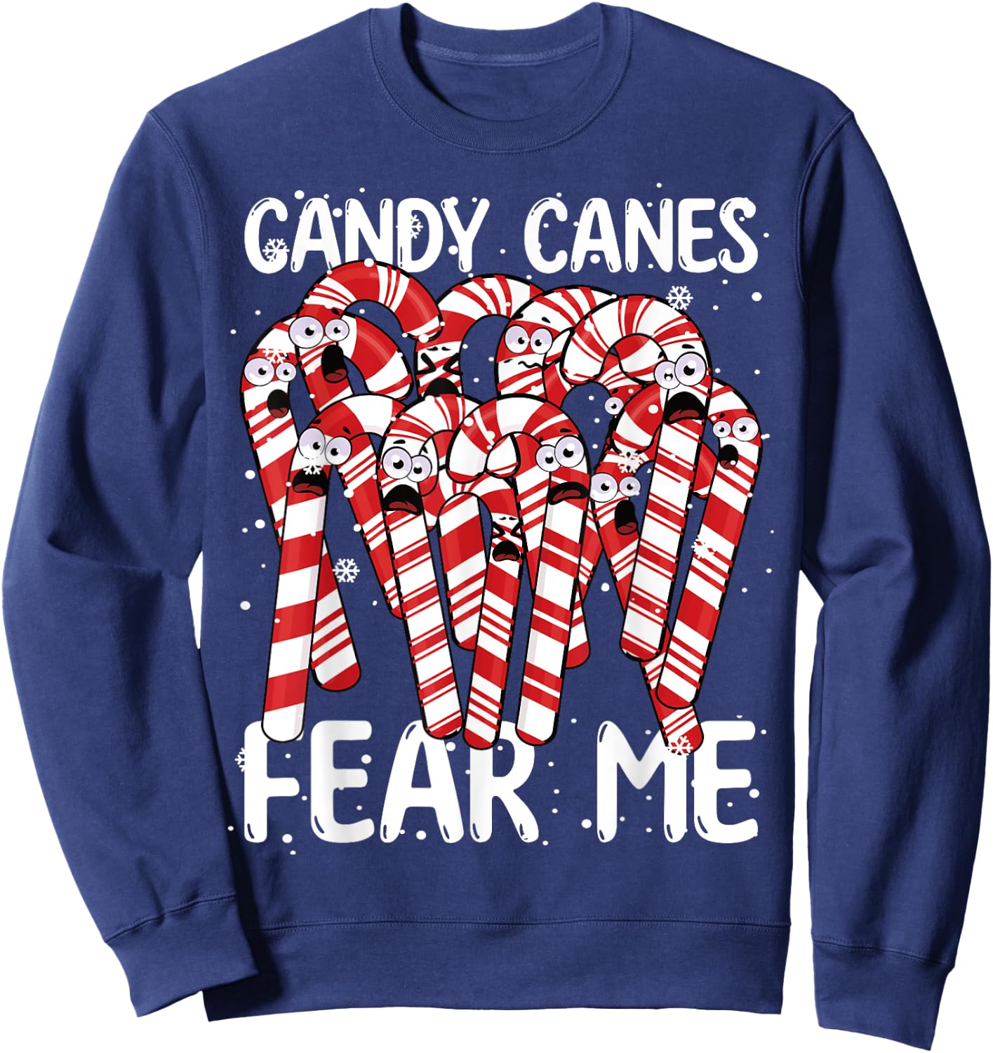 Candy Canes Fear Me Christmas Boys Girls Candy Cane Kids Sweatshirt - Sweatshirt | Navy