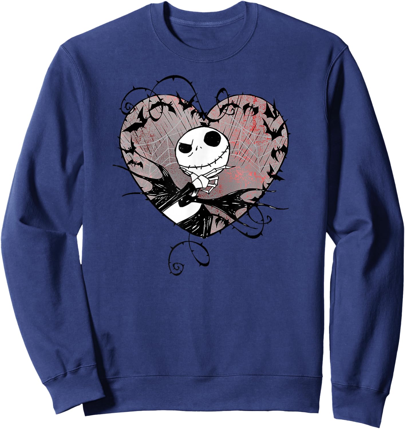 Disney Nightmare Before Christmas Valentines Jack Bat Heart Sweatshirt - Sweatshirt | Navy