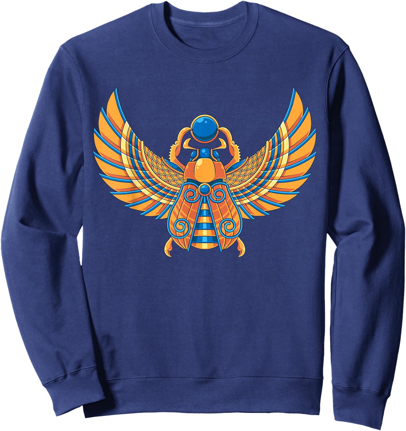 Egyptian Scarab Beetle Ankh Eye Of Horus Ancient Symbol Sweatshirt - Sweatshirt | Navy