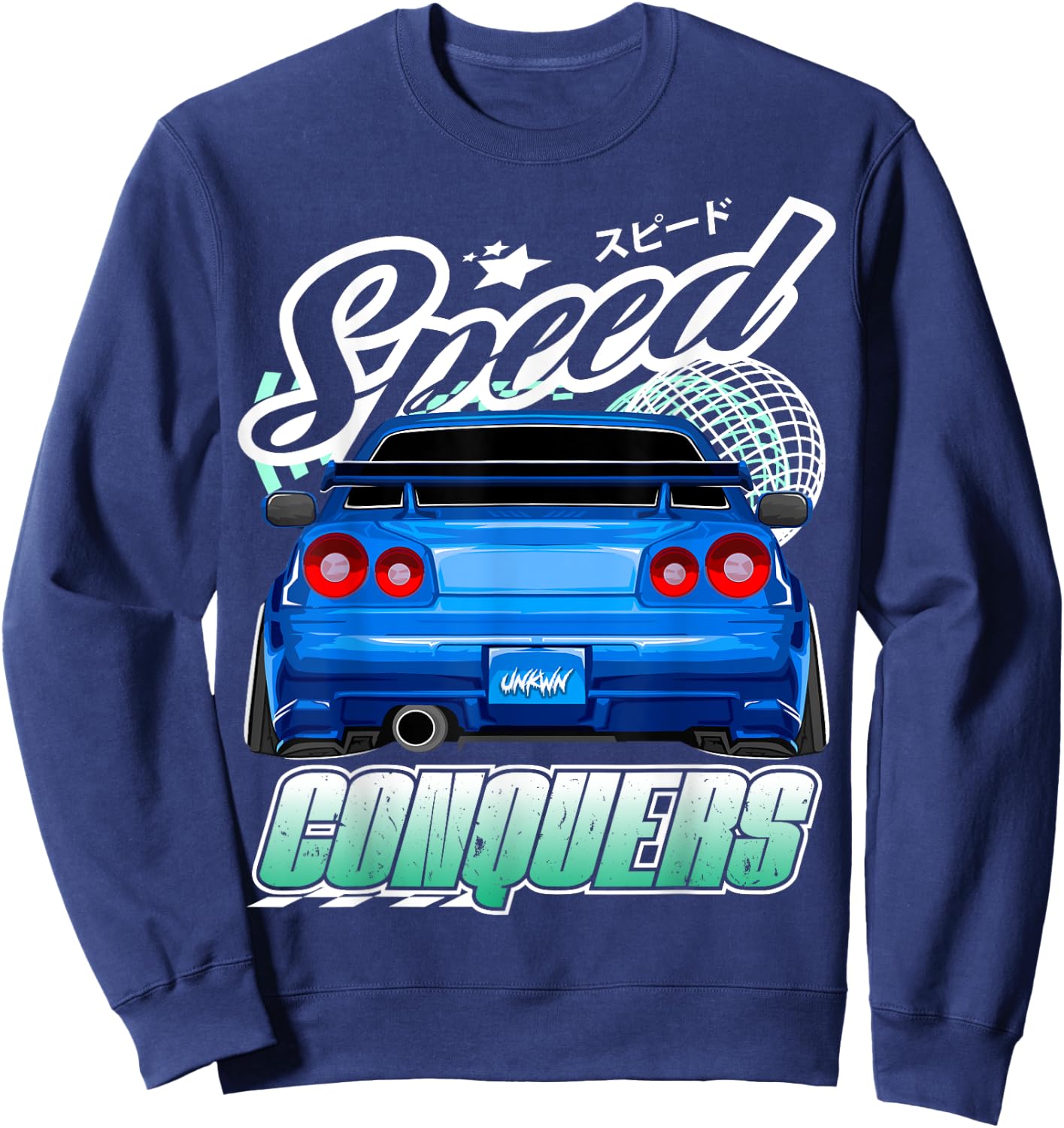 Blue Gt r 34 JDM Skyline Stance Car Drift Racing Graphic Sweatshirt - Sweatshirt | Navy