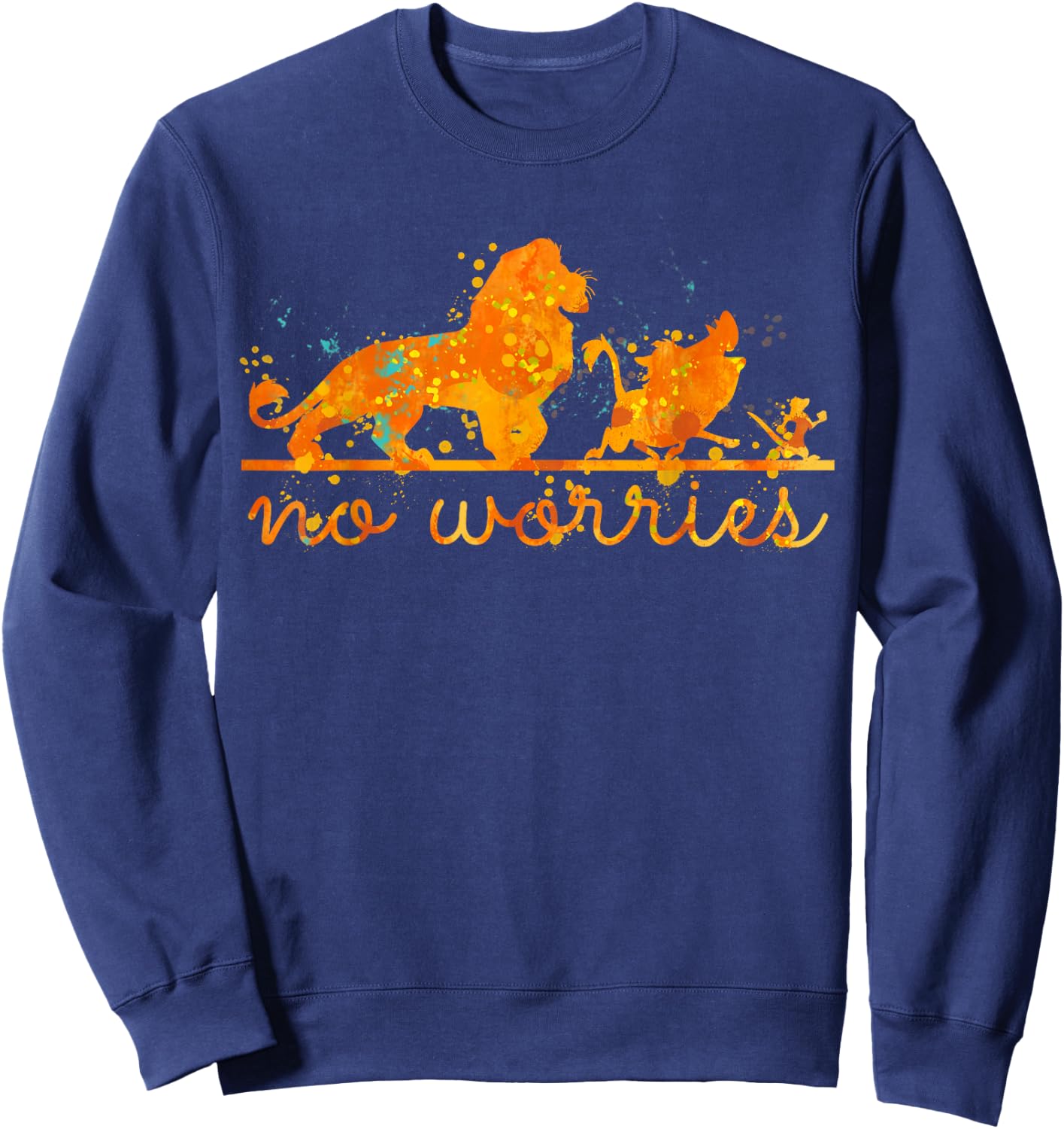 Disney The Lion King Group Shot No Worries Splatter Sweatshirt - Sweatshirt | Navy