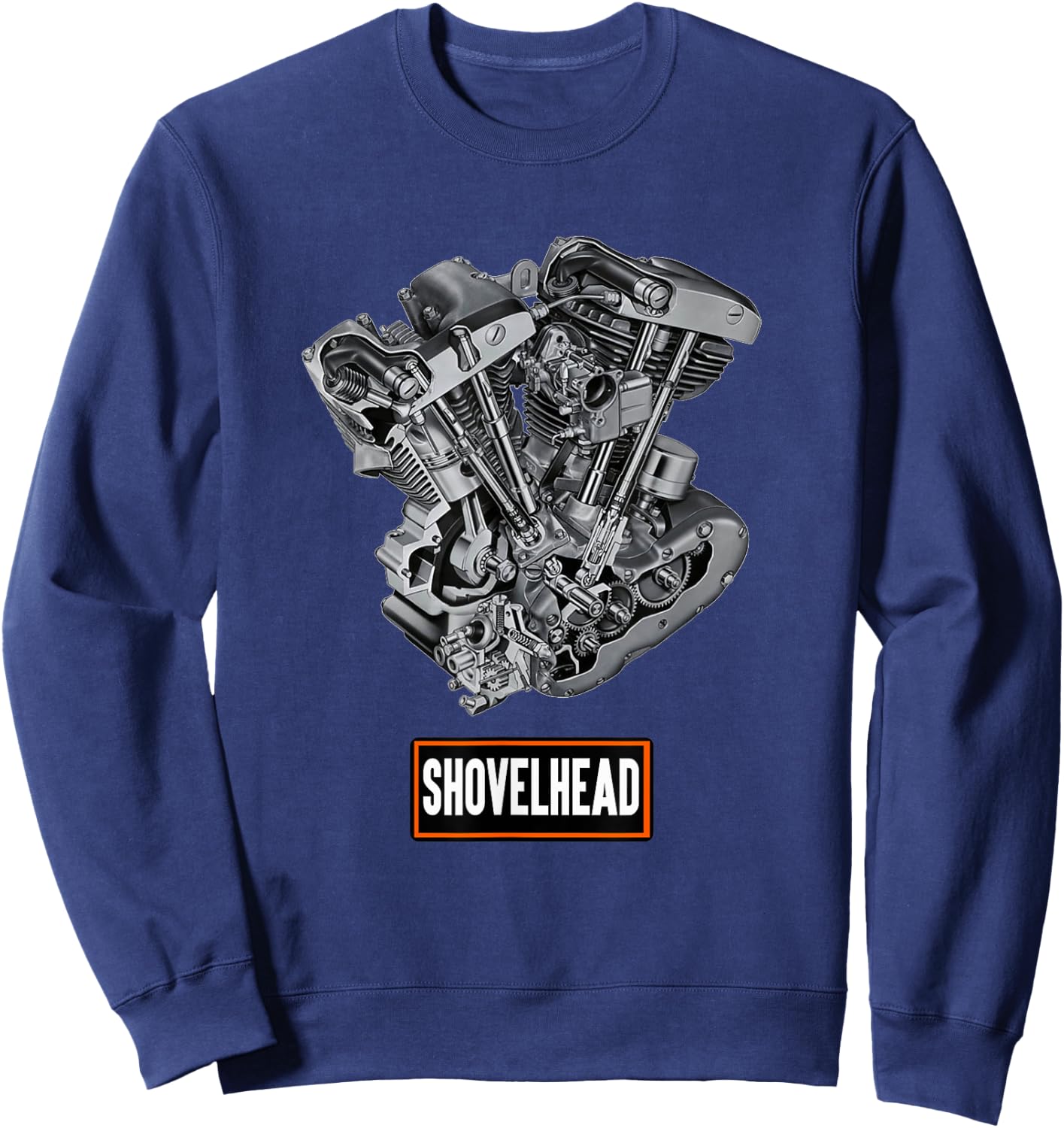 Vintage HD Motorcycle VTwin ShovelHead Engine Classic Biker Sweatshirt - Sweatshirt | Navy