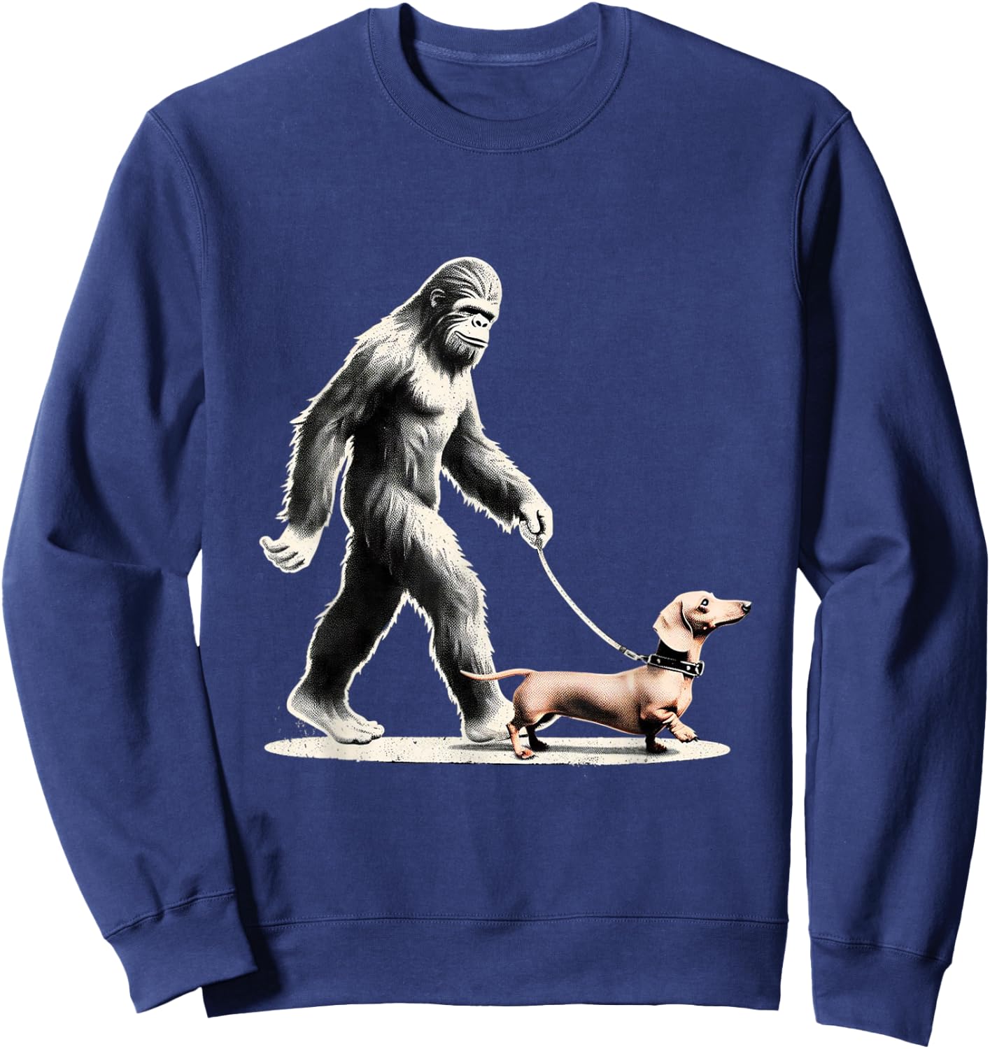Bigfoot Walking Dachshund Funny Wiener Dog Sweatshirt - Sweatshirt | Navy