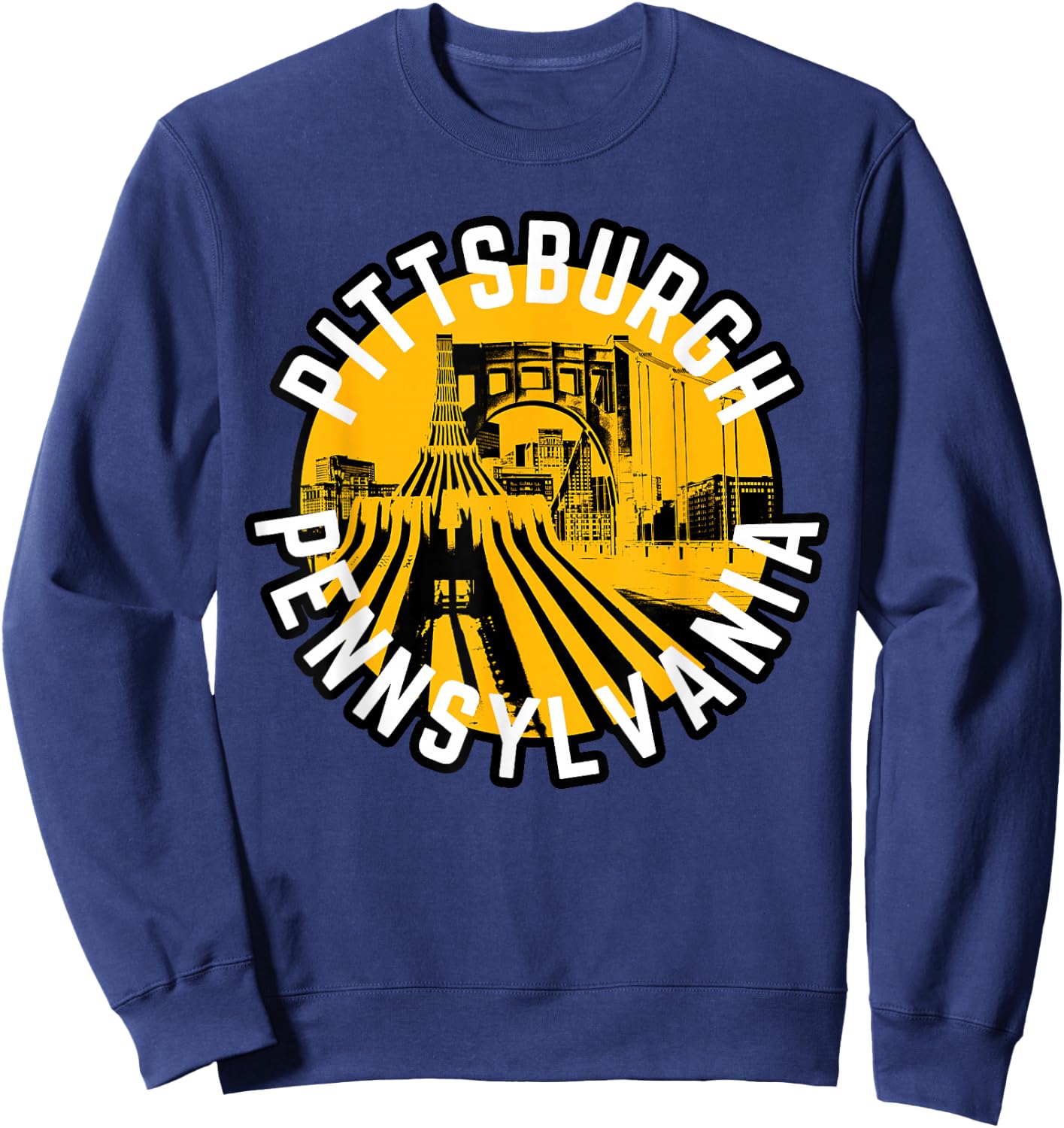 Pittsburgh Pennsylvania Steel City Skyline Bridge 412 Home Sweatshirt - Sweatshirt | Navy