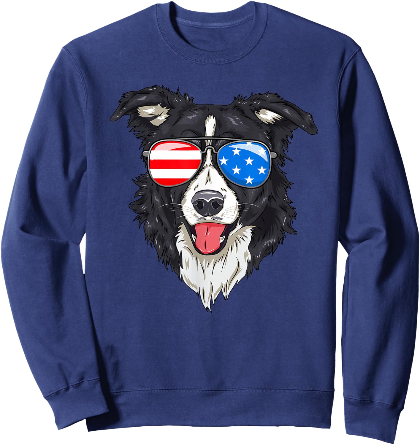 Border Collie Lover Patriotic Dog 4th of July American Gift Sweatshirt - Sweatshirt | Navy