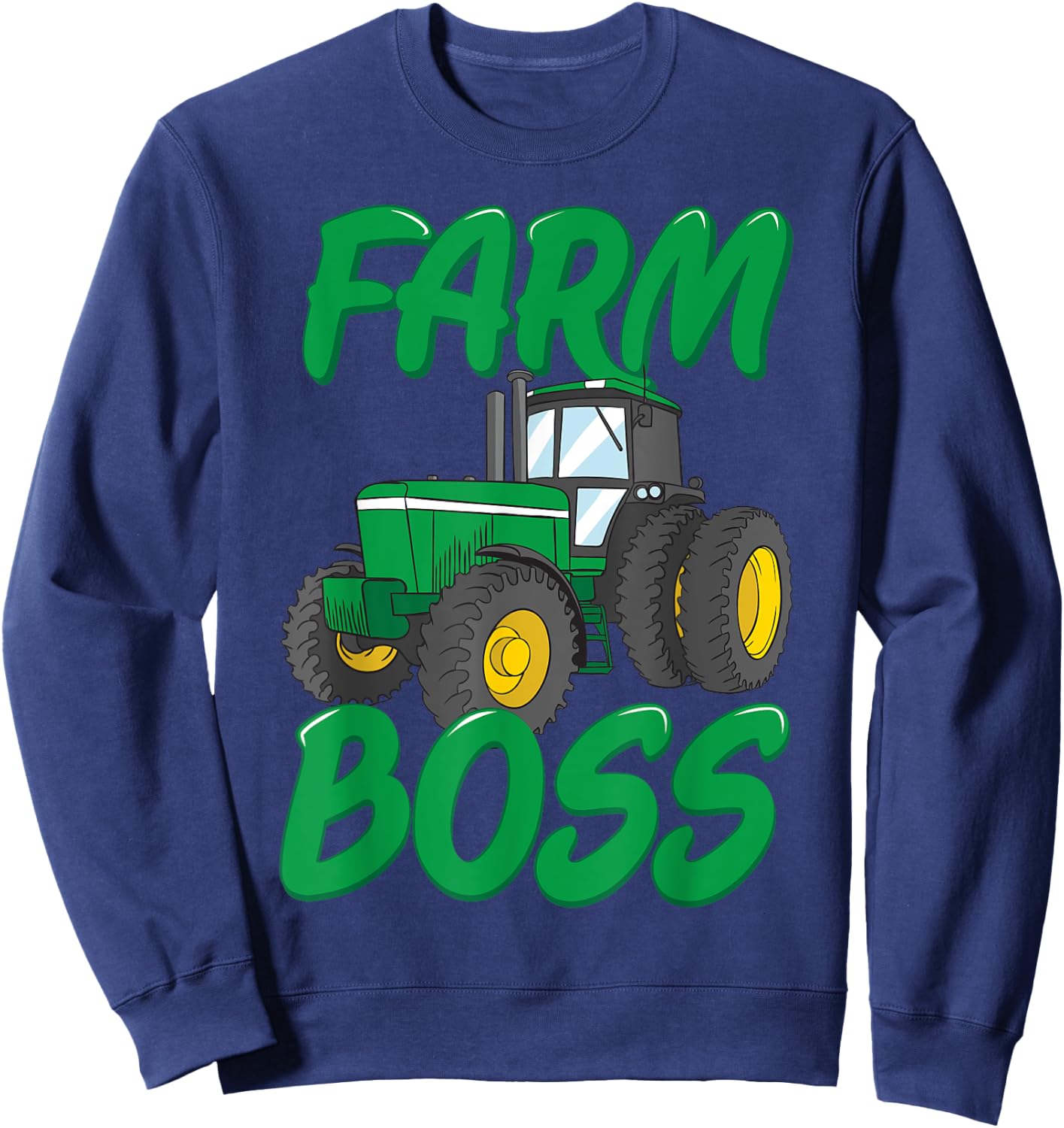 Farm Boss Funny Farmer Tractor Harvester Gift Kids Boys Sweatshirt - Sweatshirt | Navy