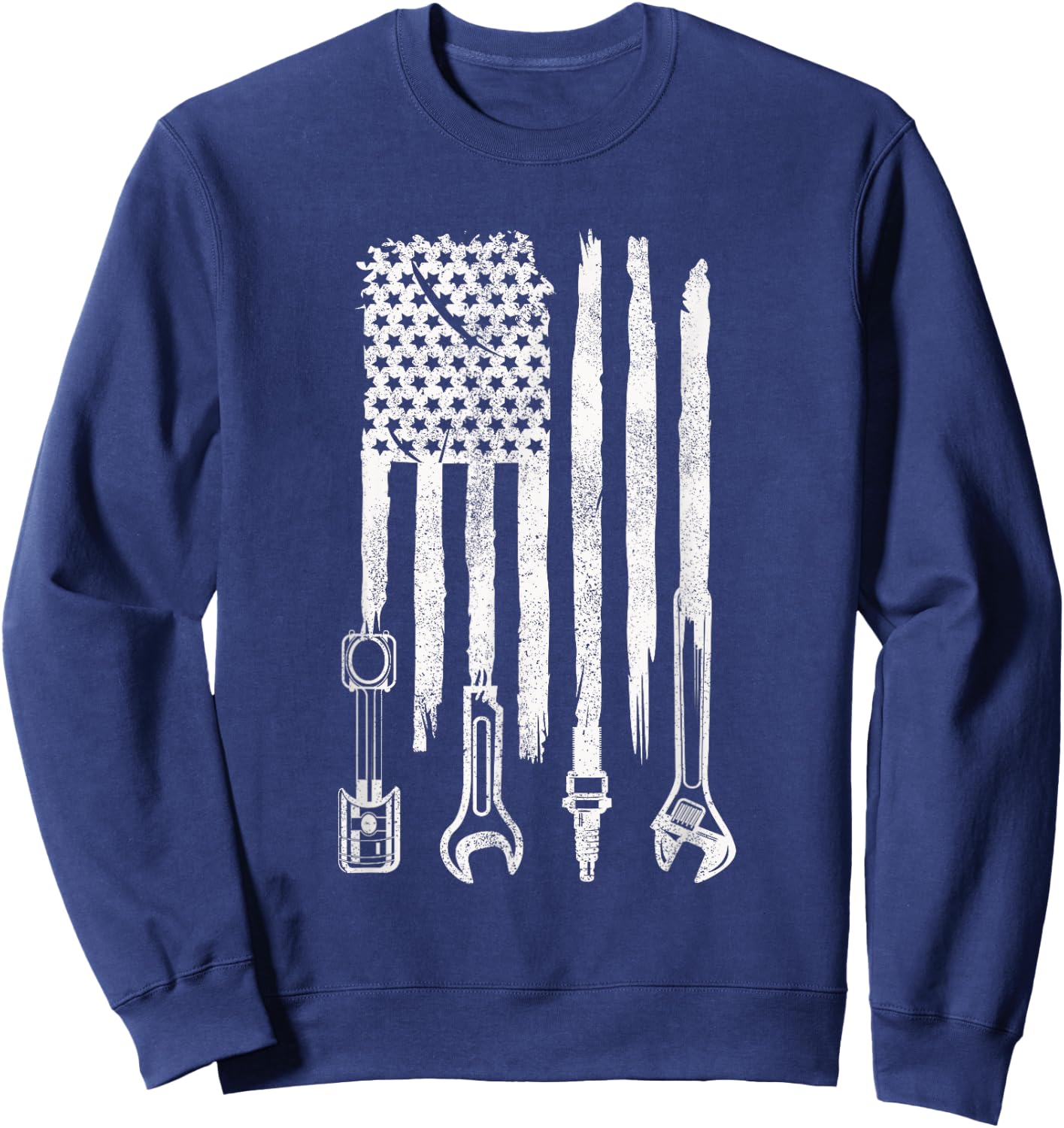 American Flag Mechanic Tools Car Fixing Essentials Mechanic Men Sweatshirt - Sweatshirt | Navy