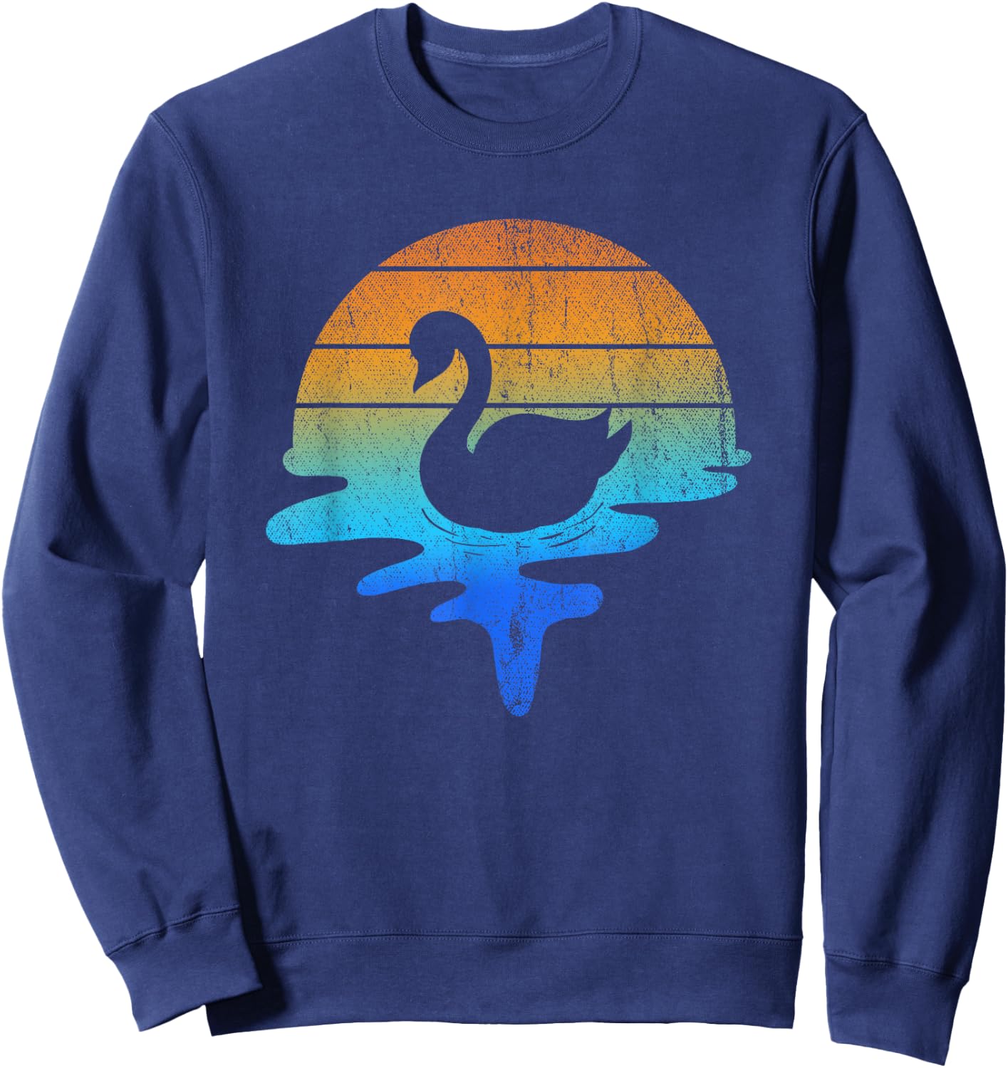 Retro Lake Cute Animal Bird Zoo Keeper Gift Pretty Swan Sweatshirt - Sweatshirt | Navy