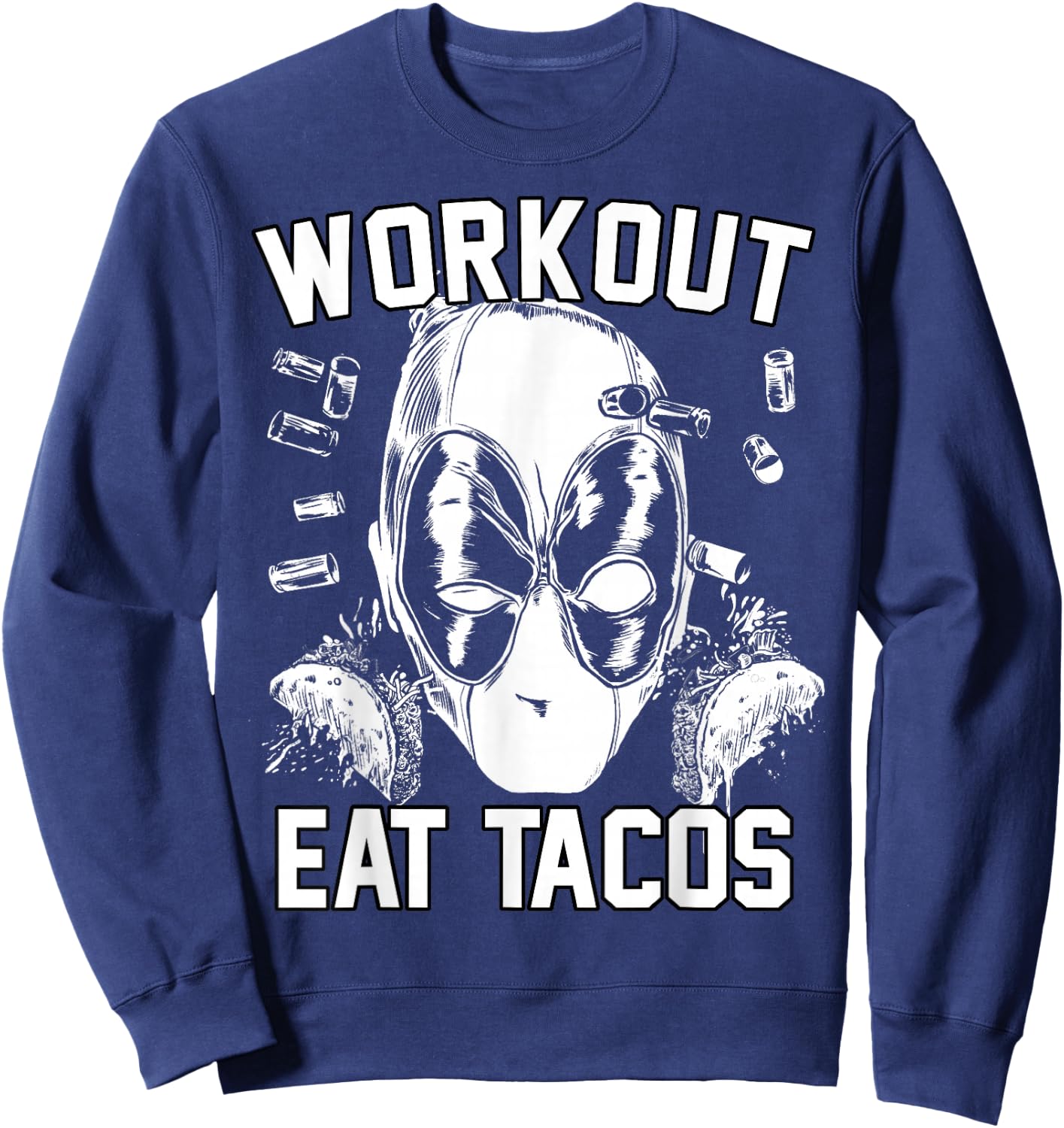 Marvel Deadpool Workout Eat Tacos Sweatshirt - Sweatshirt | Navy